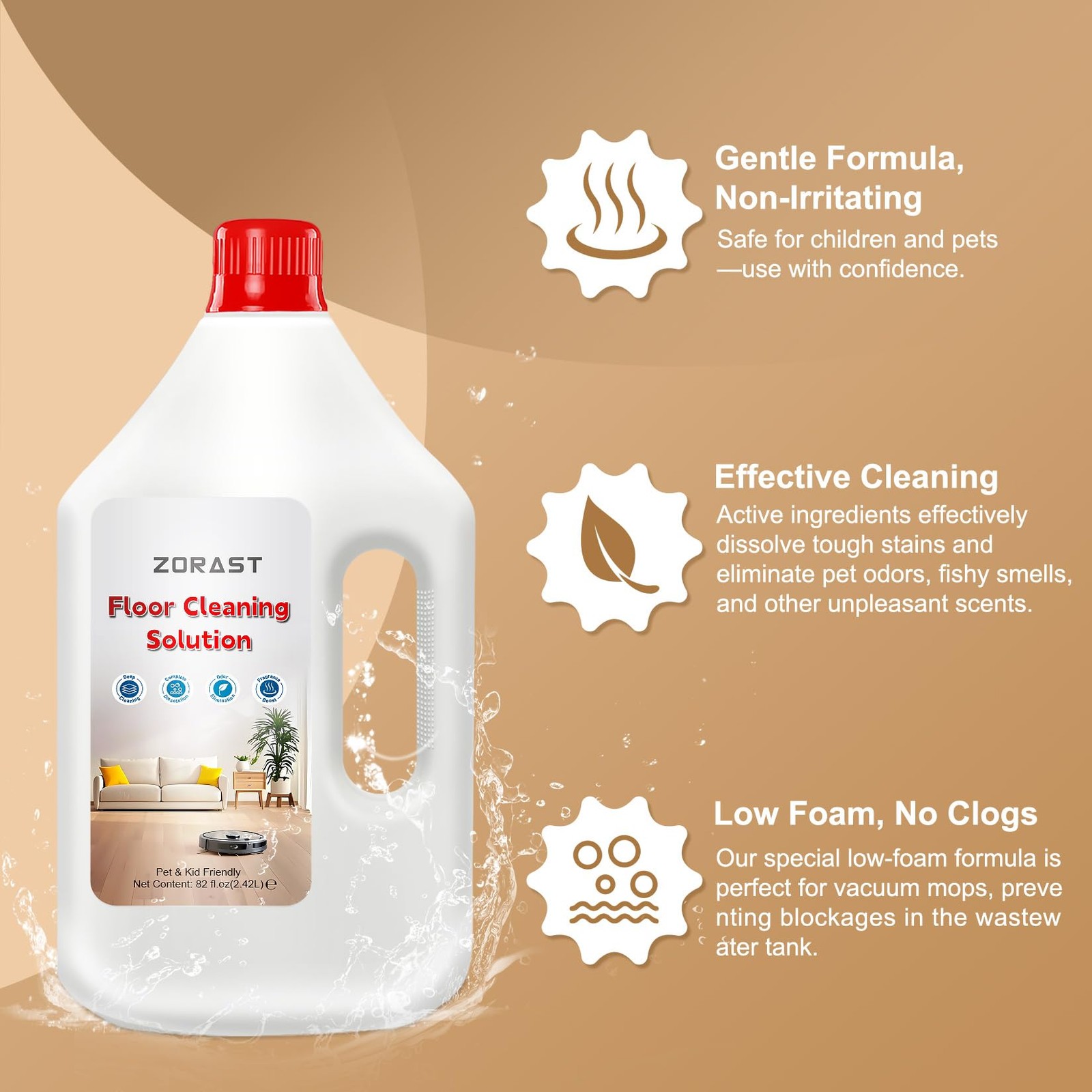Floor Cleaning Solution 82 Fl Oz Compatible Roborock Mopping Robots S7 S8 Q7 Q8