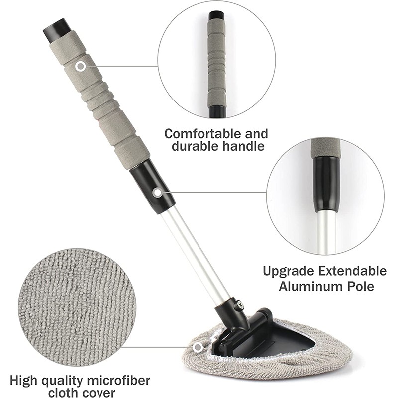 Auto Windshield Cleaning Tool Extendable Window Cleaner Brush Glass Wiper w/ Pad