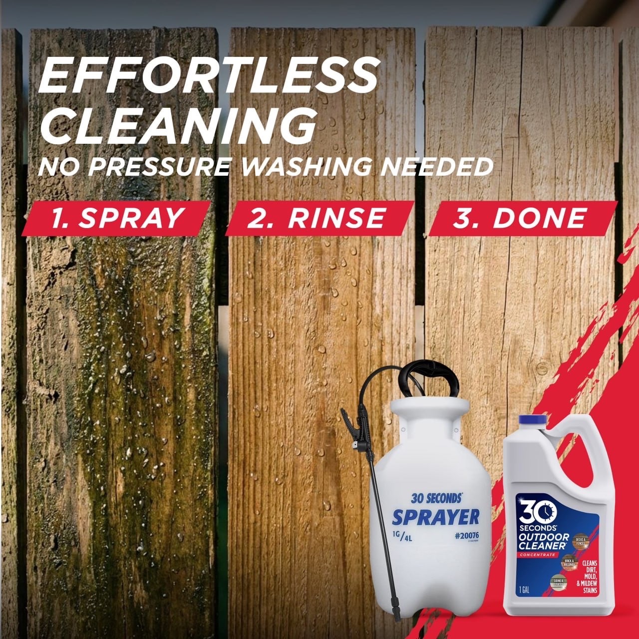 (2 Pack) 30 SECONDS Outdoor Cleaner Concentrate 1 Gallon Mold & Mildew Remover