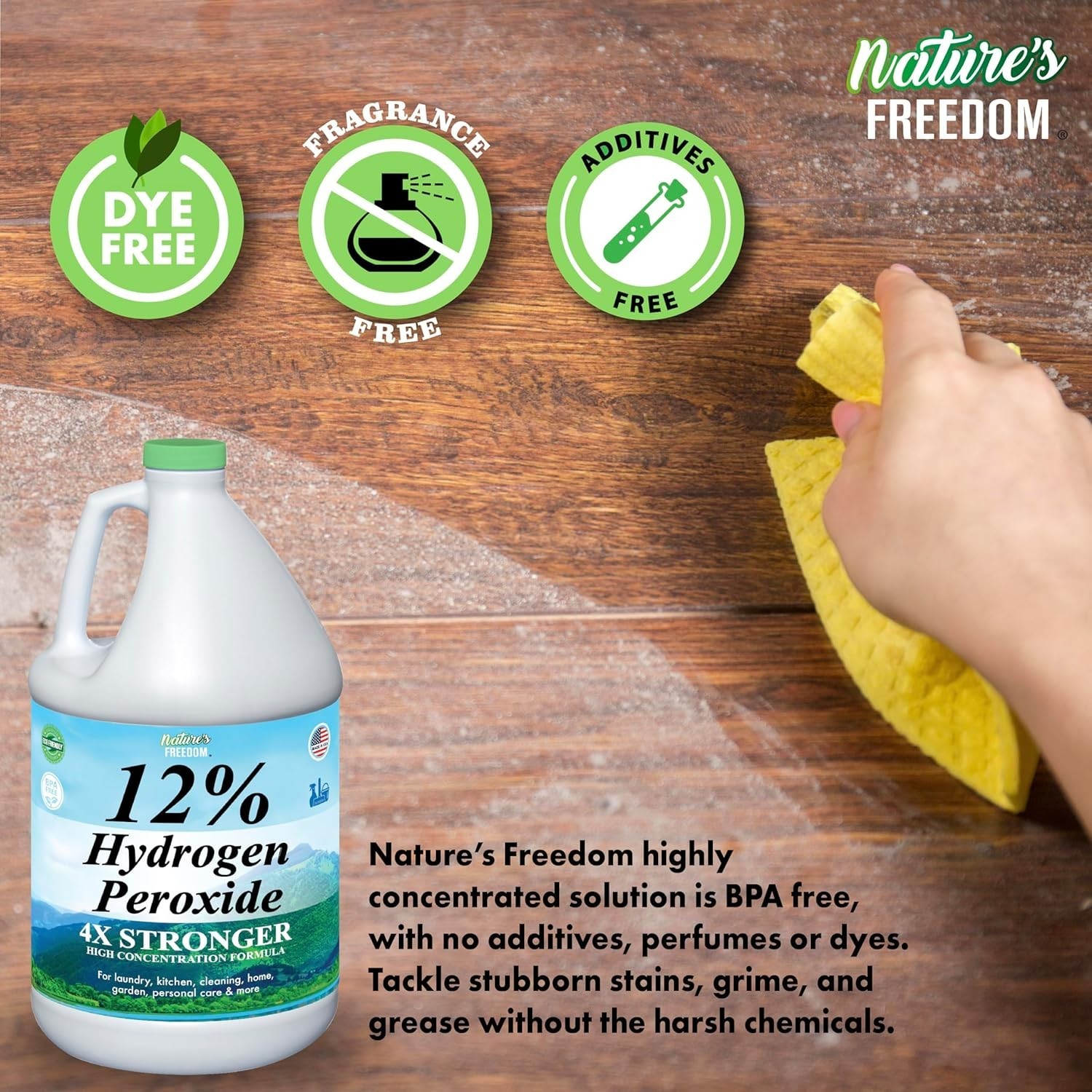 12% Hydrogen Peroxide, Food Grade H2O2 and Purified Water Only, 1 Gallon