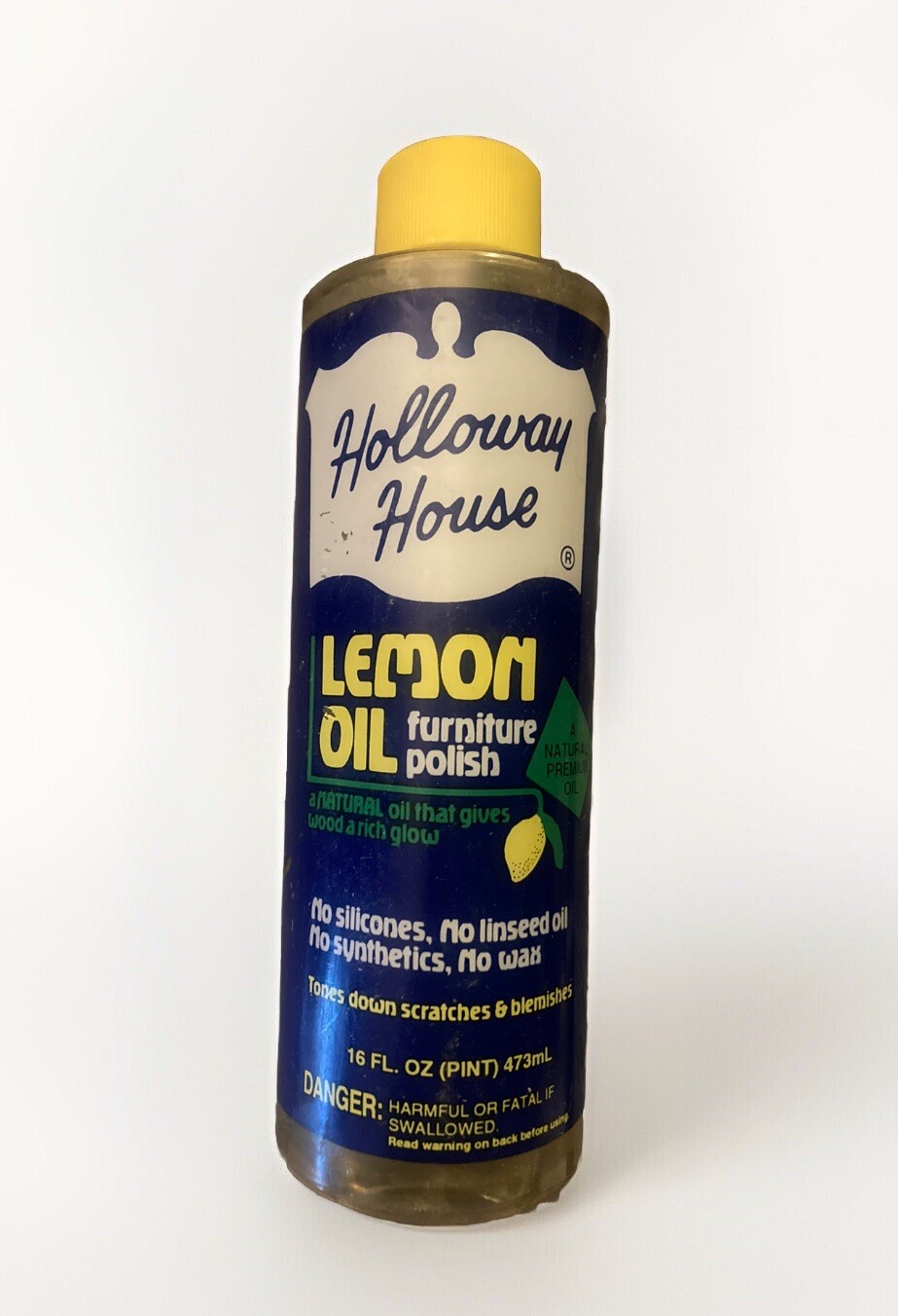 Vintage Holloway House Lemon Oil Furniture Polish Over 3/4 Full No Silicones Wax