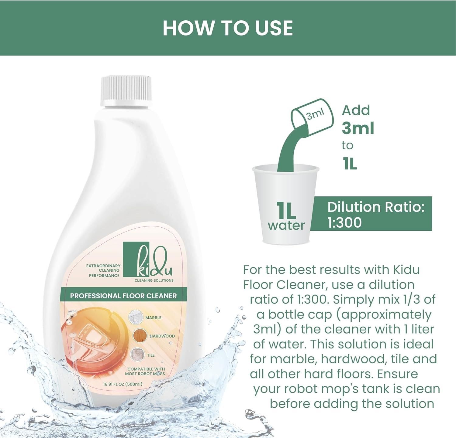 Streak-Free 500ml Floor Cleaning Solution with Pleasant Scent for Home Use