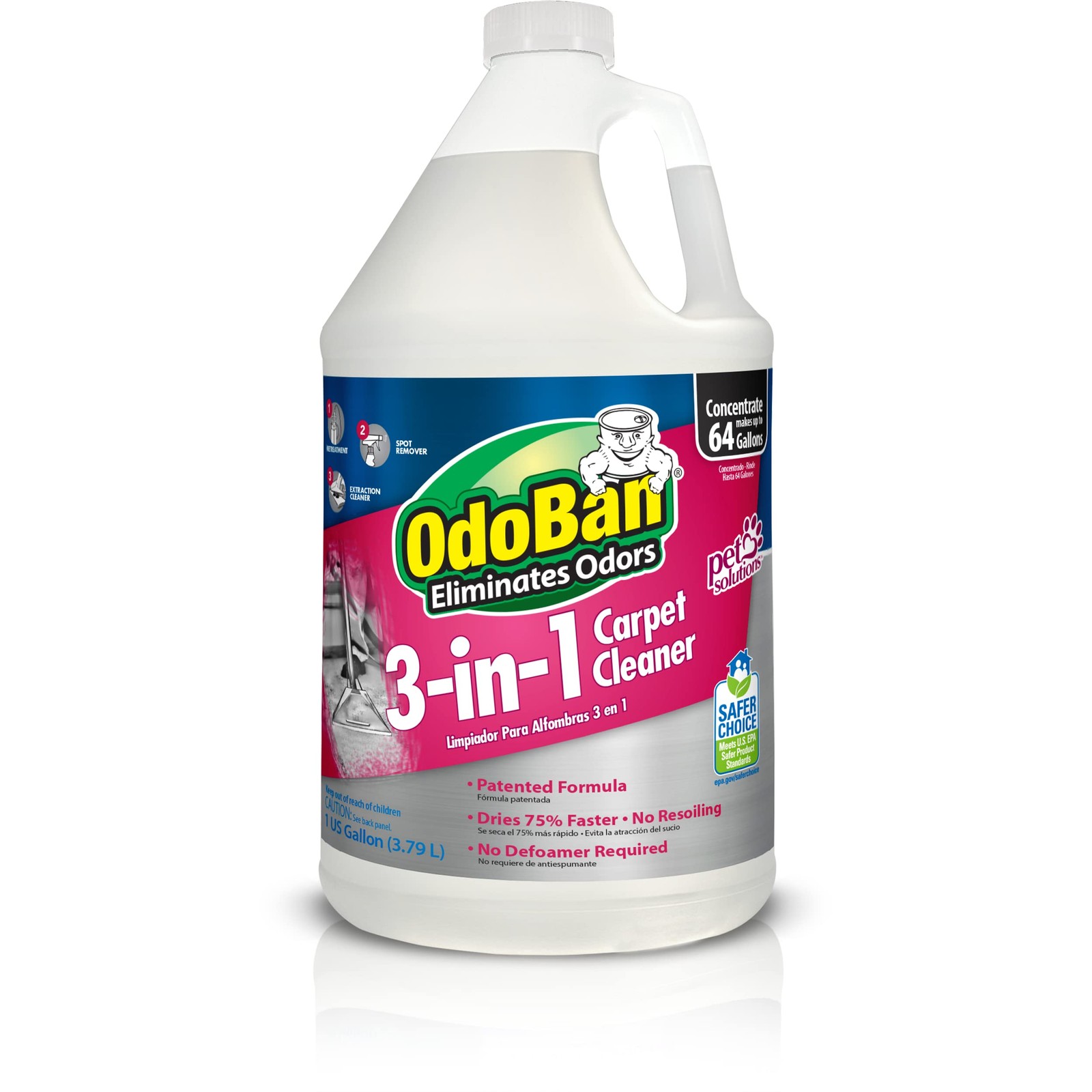 OdoBan 3 in 1 Carpet Cleaner 128 Fl Oz Eco Friendly Deep Cleaning Solution