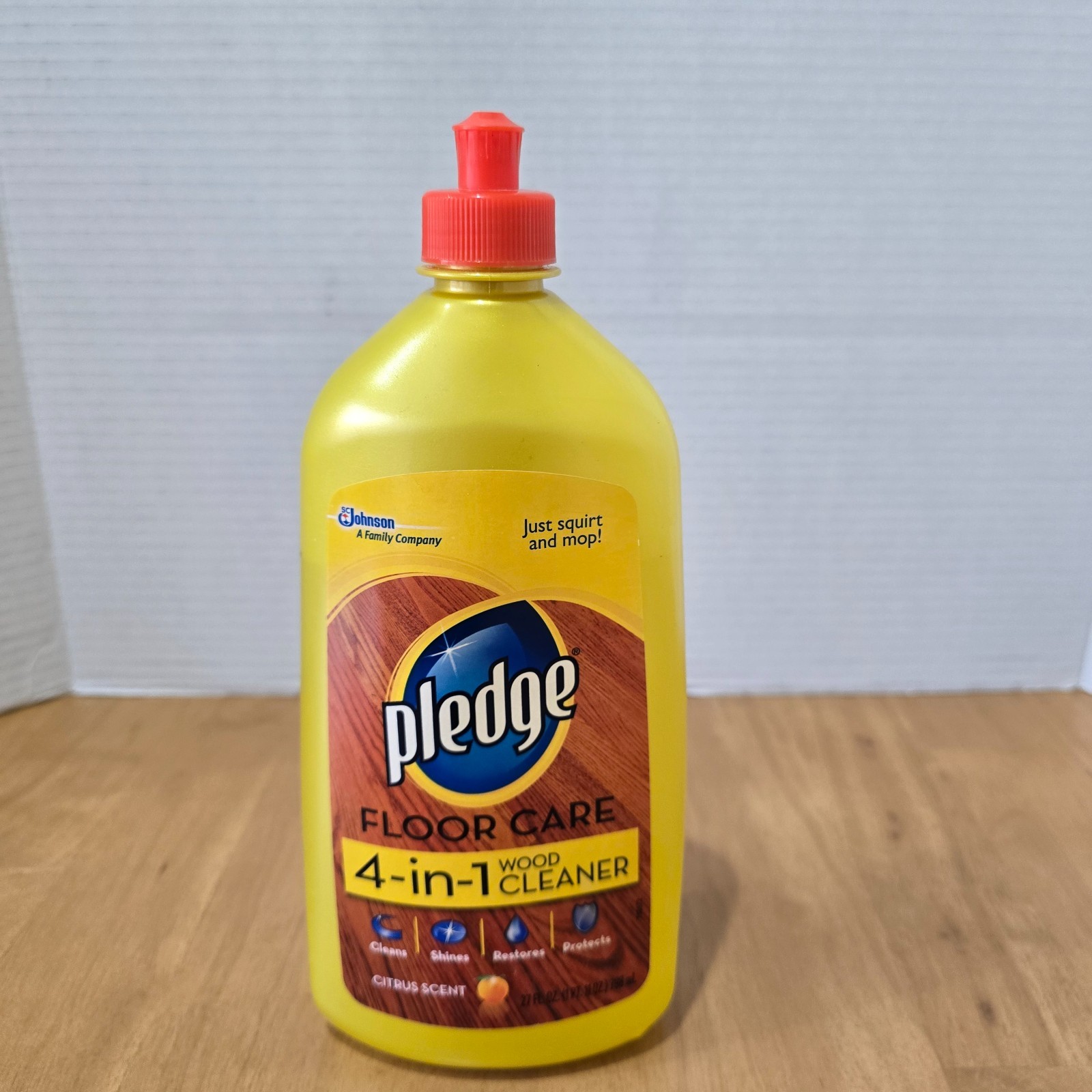 Pledge Floor Care 4-in-1 Wood Floor Cleaner Citrus Scent Used 27 fl oz 75% Full