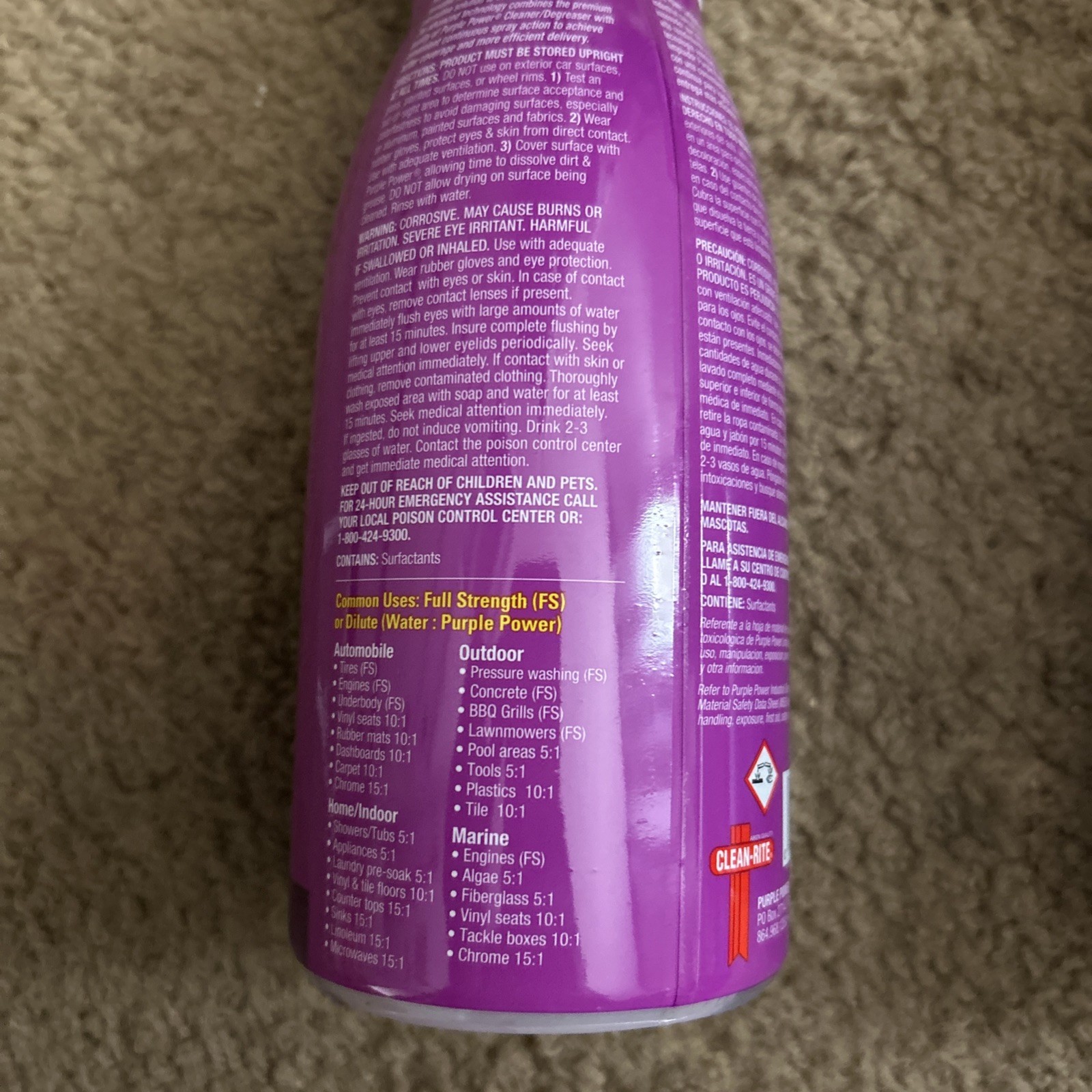 Purple Power Cleaner 24 OZ & Rain X Glass Cleaner 18 Oz Lot!Fast Shipping!