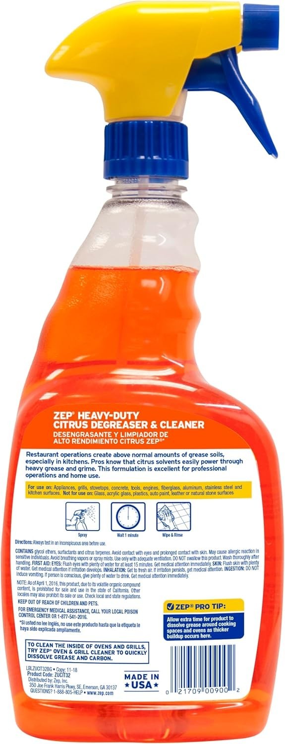 Zep Heavy-Duty Citrus Degreaser and Cleaner – 24 oz ECZUCIT242