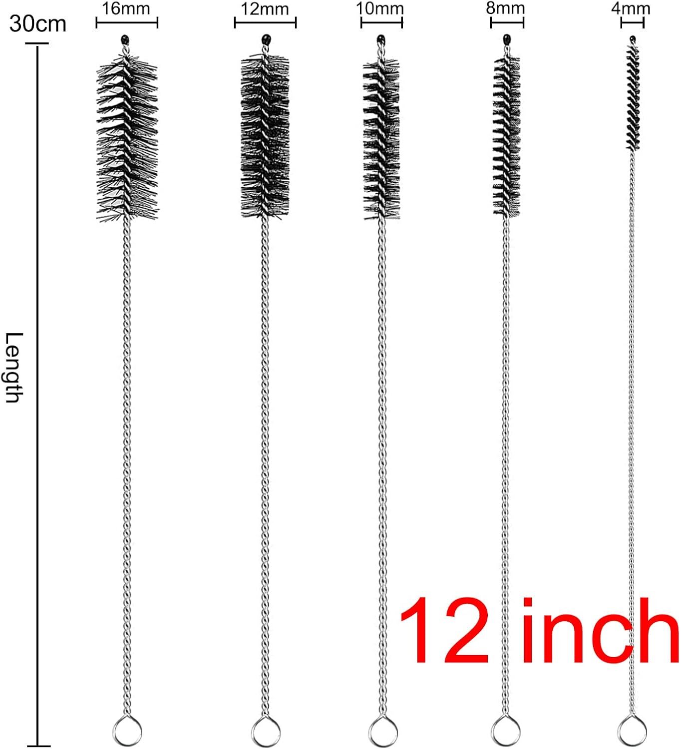 Straw Cleaner Brush Extra Long 12 Inch, 10 PCS Straw Cleaner Brush Bristles Diam