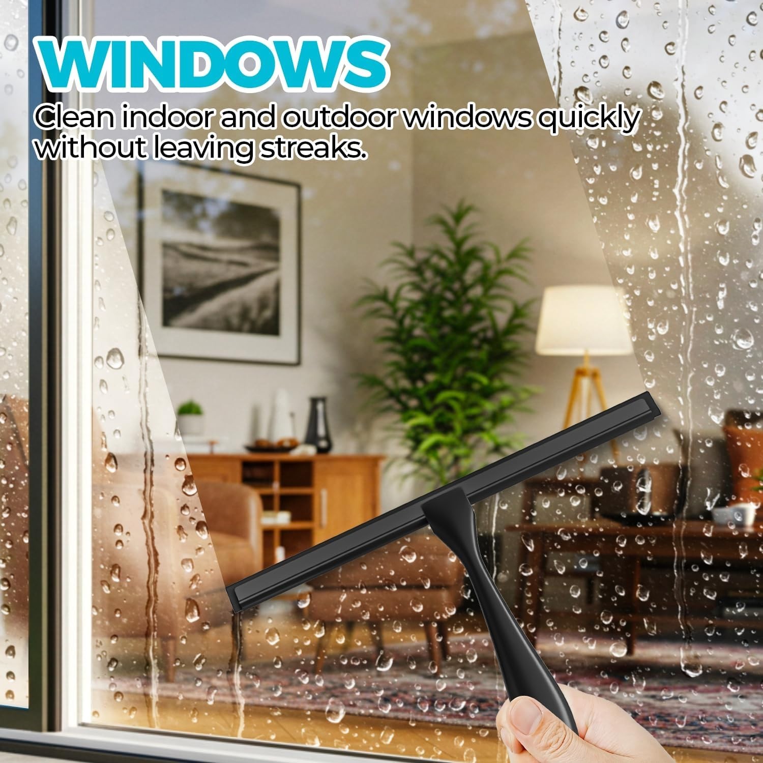2PACK All-Purpose Shower Squeegee for Doors, Tile 10 Inch, Black