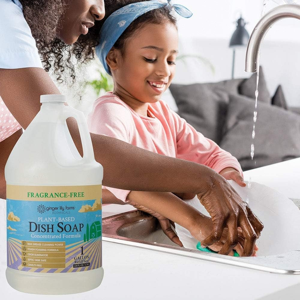 Ginger Lily Farms Botanicals Plant-Based Liquid Dish Soap, Concentrated Formula