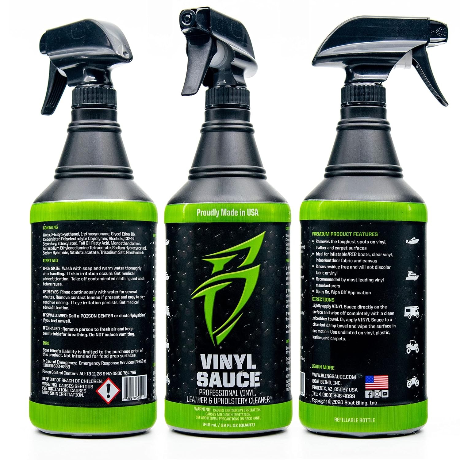 Boat Bling Vinyl Sauce Marine Vinyl Leather Cleaner 32 Oz Boat Upholstery