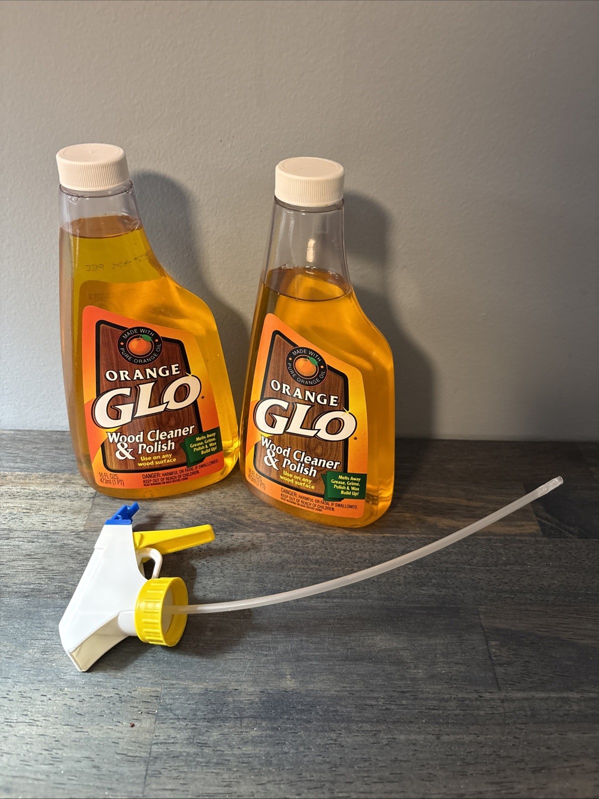 2 ORANGE GLO Wood Cleaner & Polish 16 Oz Liquid Refill 95% Full & New USA