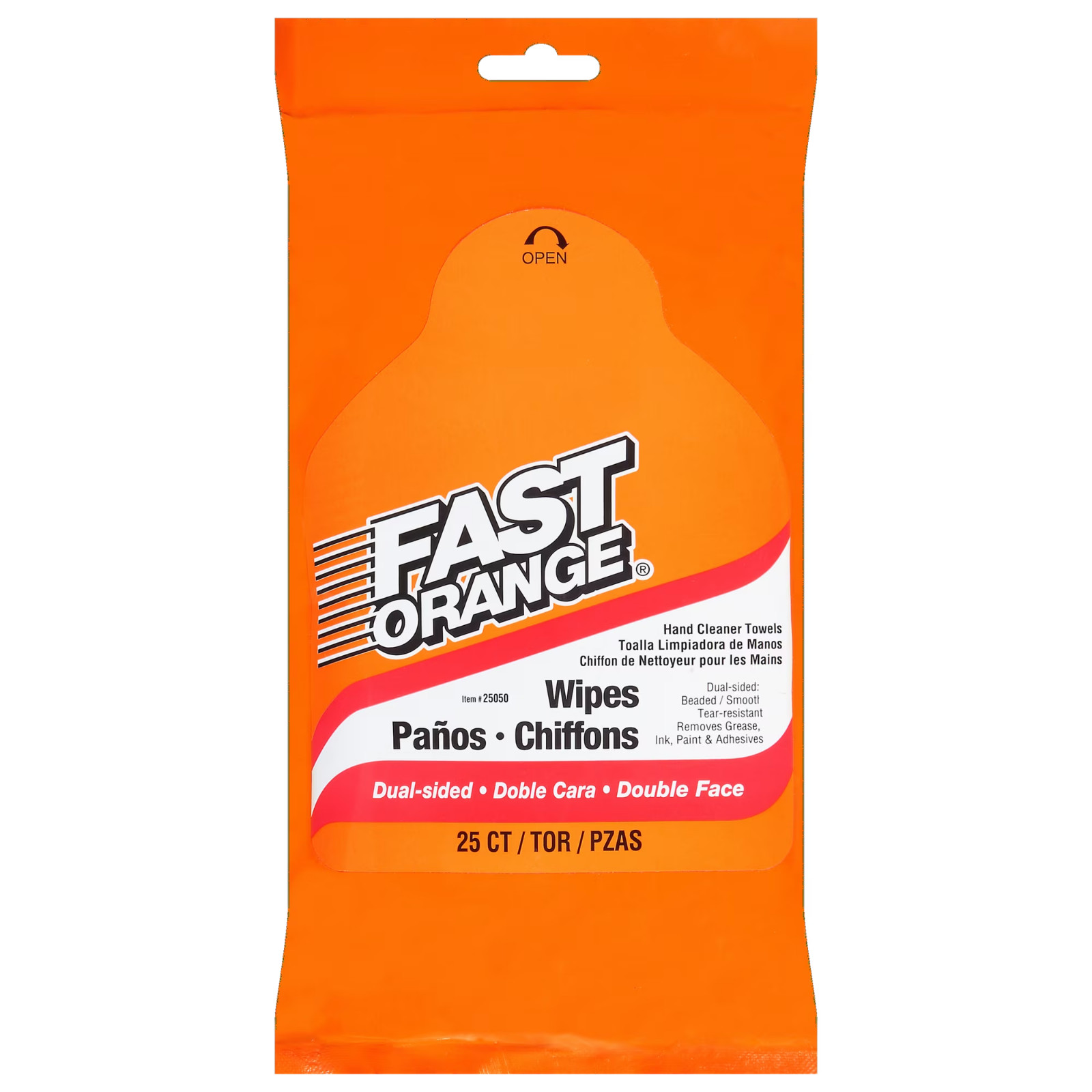 Fast Orange 25050 Heavy Duty Mechanic Hand Cleaner Wipes 25 Count