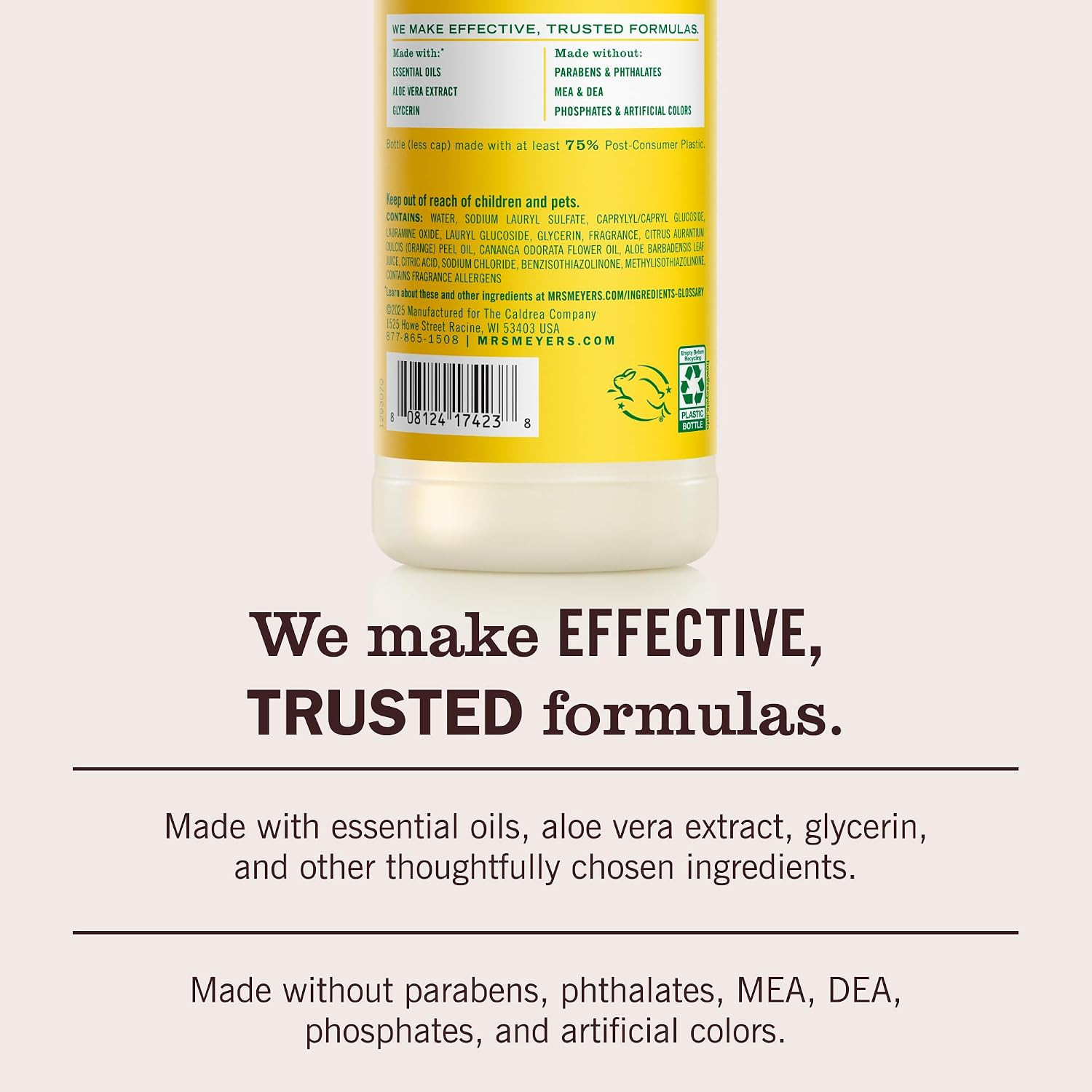 Mrs Meyers Liquid Dish Soap Honeysuckle Scent Plant Derived Degreaser 16oz