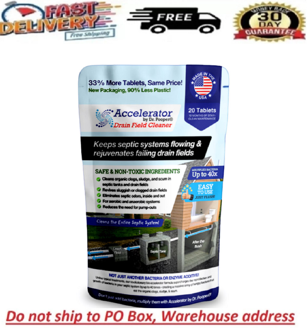 Drain Field Cleaner Tablets by Dr Pooper Clears Septic Tanks Drain Fields Tough