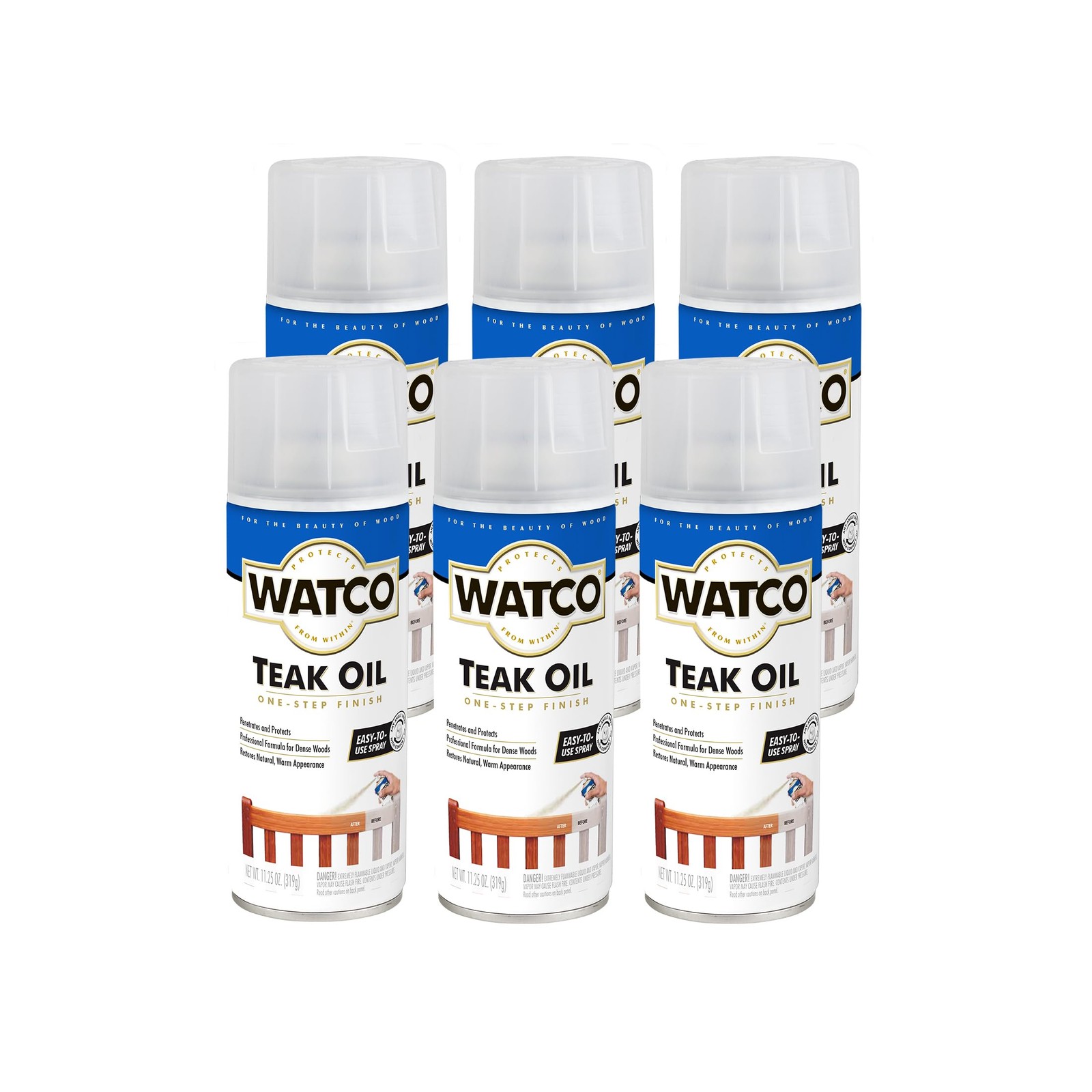 Teak Oil Wood Finish Spray, 11.25 oz, Clear, 6 Pack