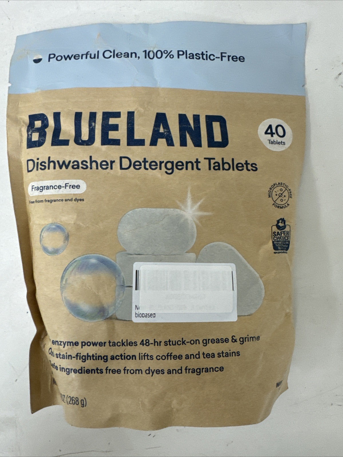Blueland Fragrance Free Dishwasher Detergent Tablets – 9.5oz/40ct:Hypoallergenic