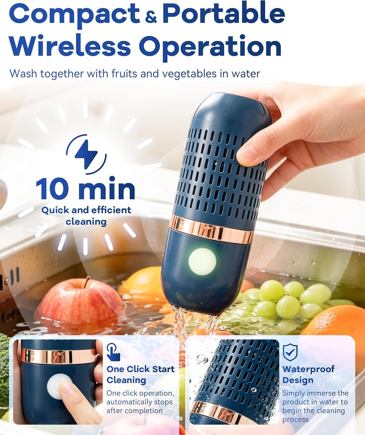 Produce Cleaner & Vegetable Cleaner with Oh-Ion Technology, Wireless Rechargeabl