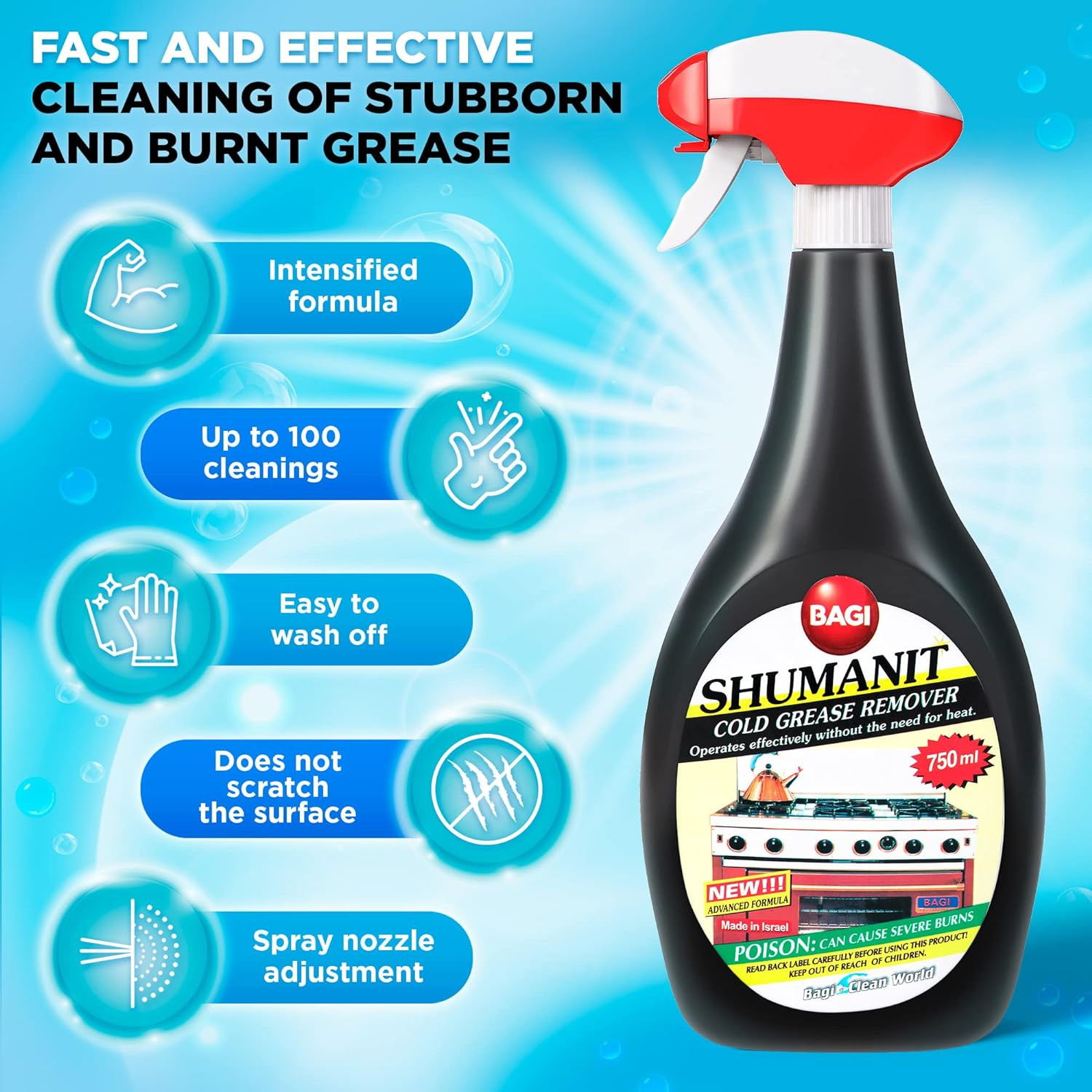SHUMANIT – Cold Grease Remover. Spray for the Immediate Removal of Stubborn