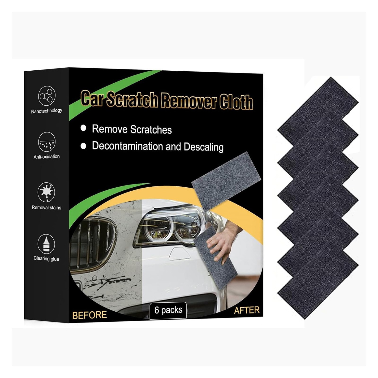 Nano Polix Car Scratch Remover Cloth 6 Packs – Auto Paint Scratch Repair Towel