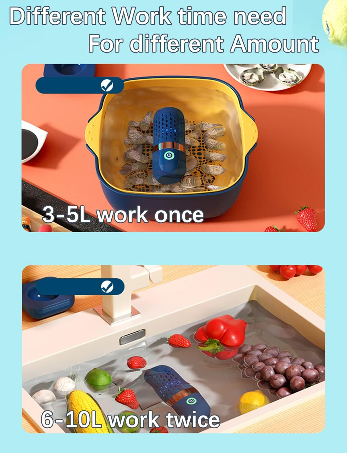 Vegetable and Fruit Cleaner Machine, Purified Water-Proof Fruit Cleaning Device