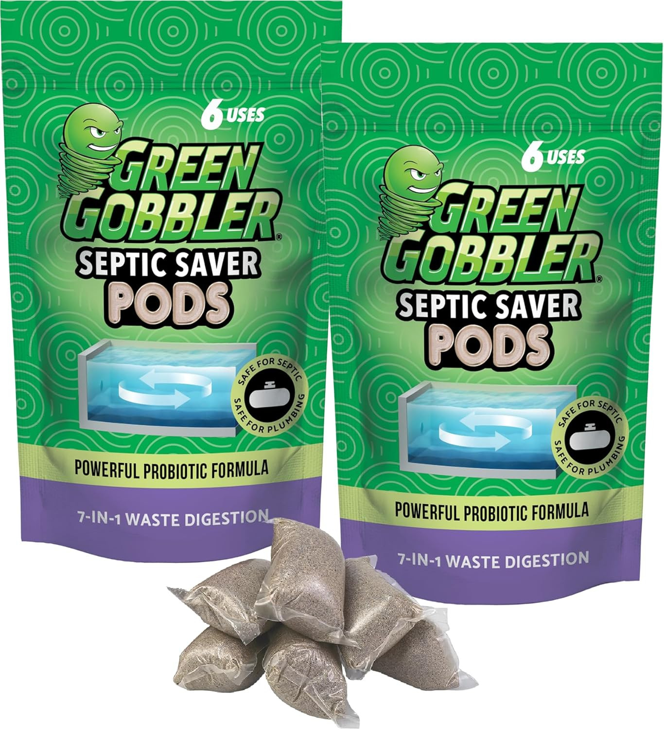 Green Gobbler Septic Tank Treatment Packets, 12 Month Supply – Powerful Natural