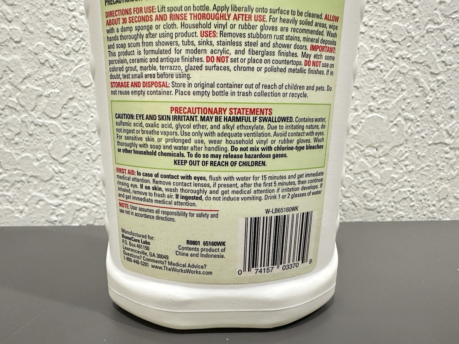 The Works Tub & Shower Cleaner 16 fl oz Hard Water Rust (Missing Seal Read)