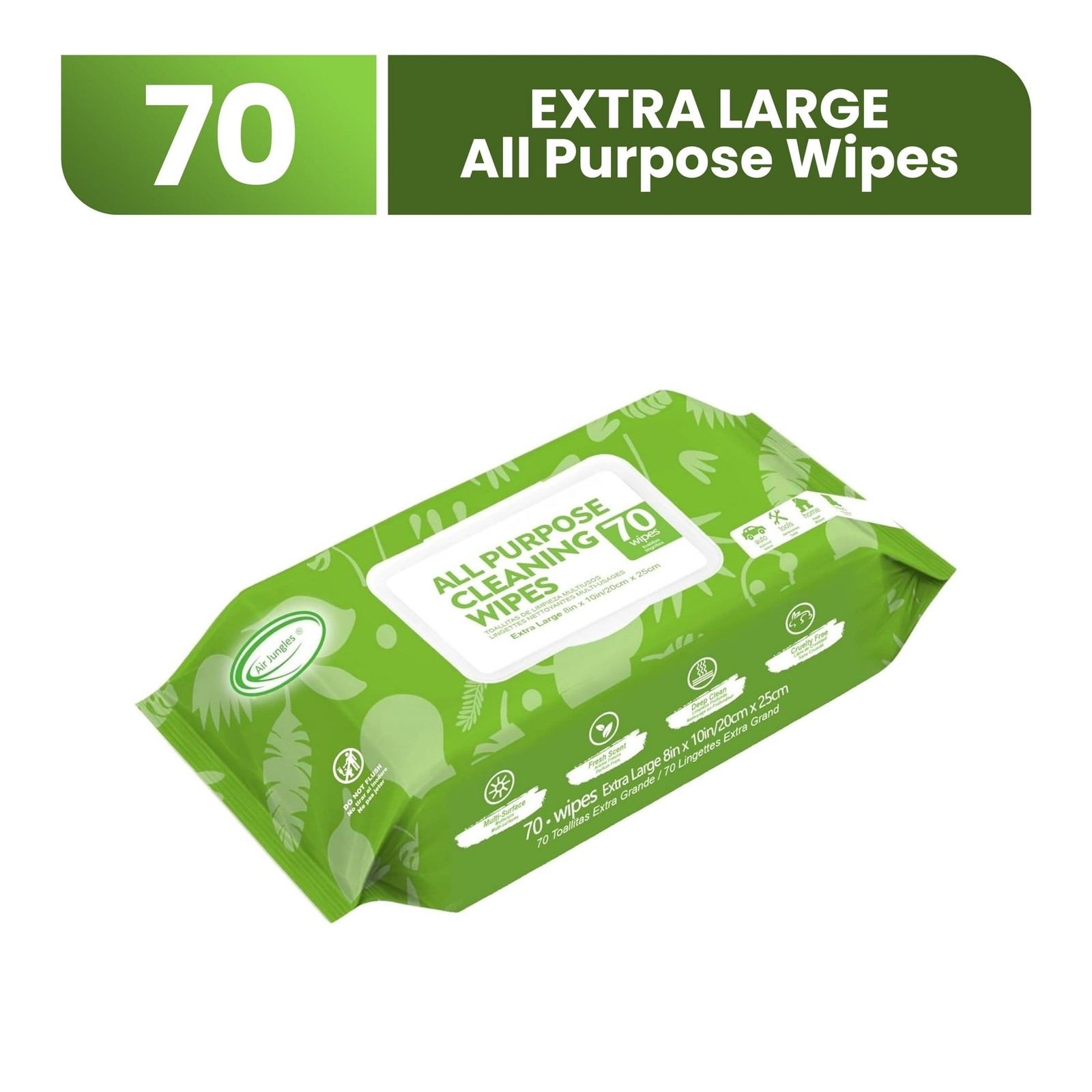 Air Jungles All Purpose Car and Home Cleaning Wipes 70 Count