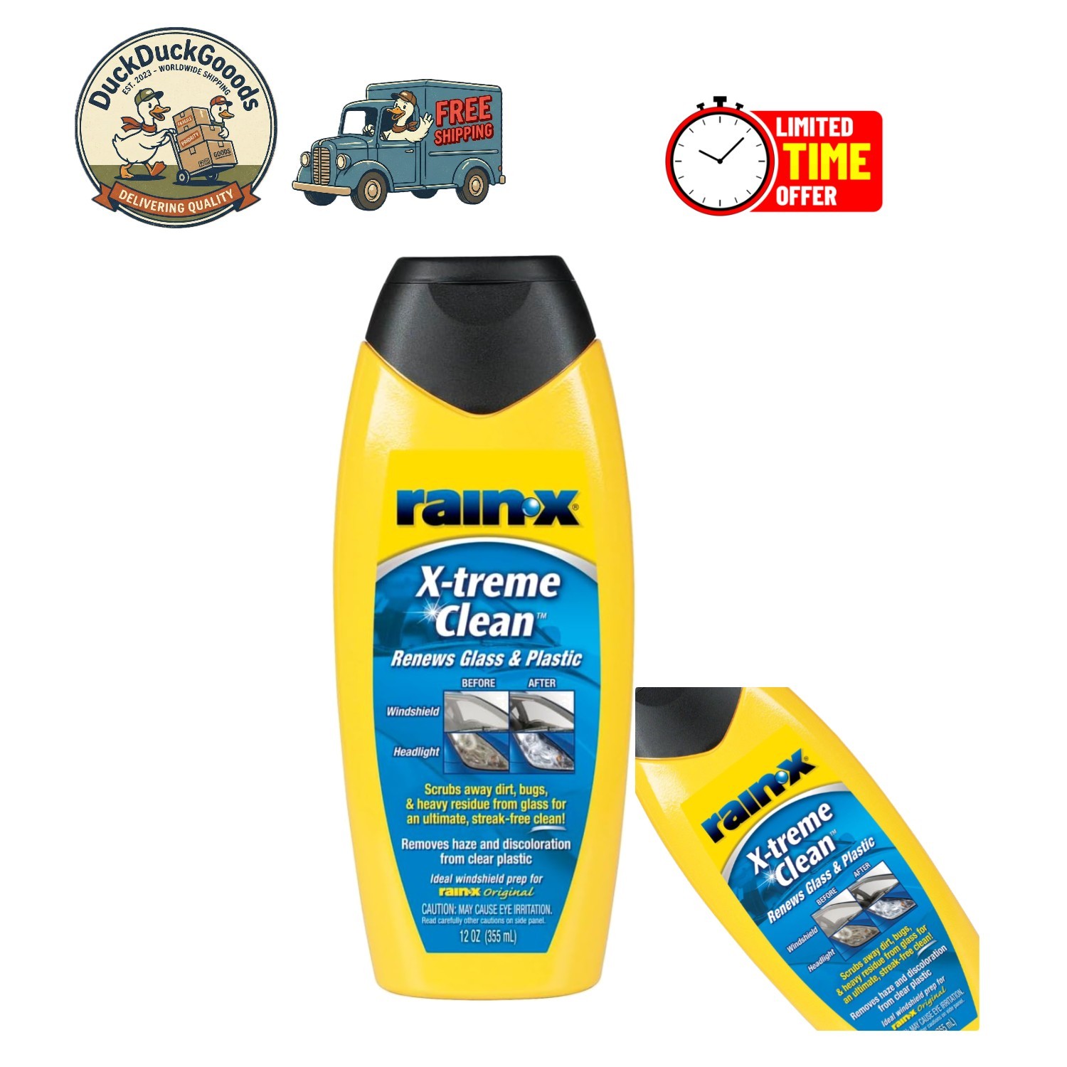 X-treme Clean Glass Cleaner – Streak-Free Formula for Ultimate Clarity, 12 fl oz