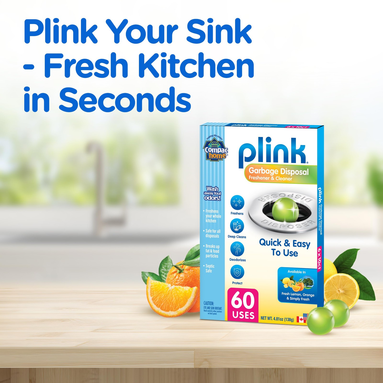 Plink Garbage Disposal Cleaner Deodorizer 60 Count Value Pack Assorted Scents