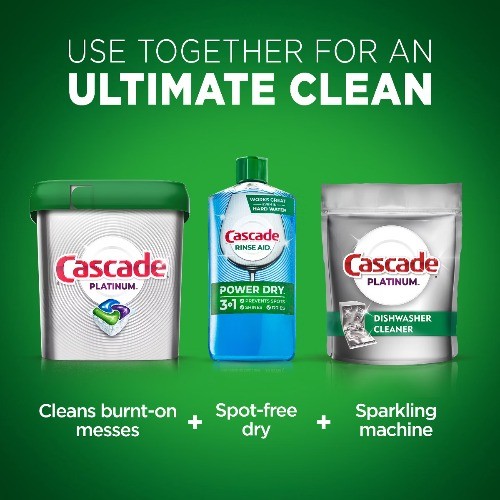 Cascade Platinum Dishwasher Cleaner – 3ct: Phosphate-Free, Scented, Tablet Form
