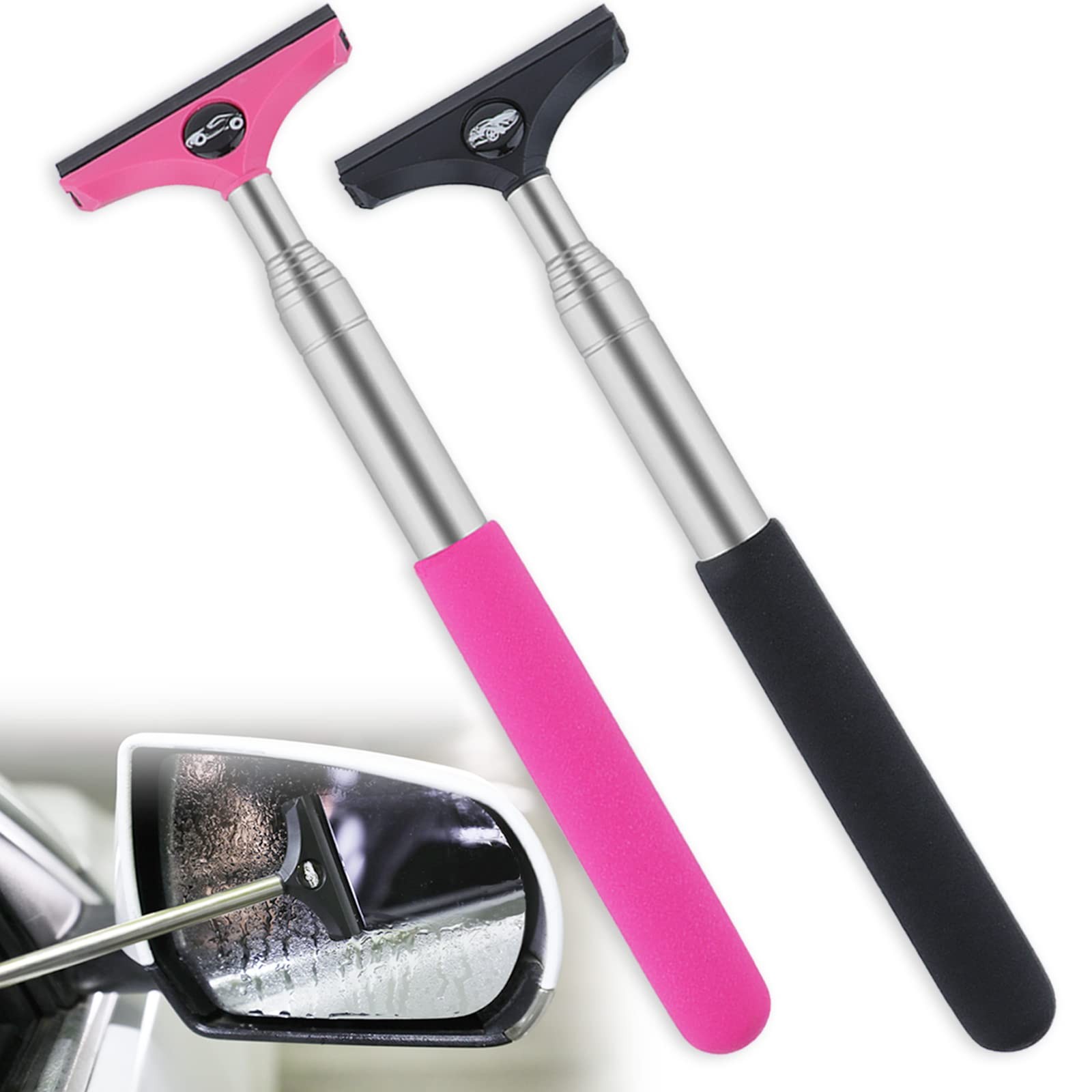 Car Side Mirror Squeegee Retractable Rearview Wiper Universal 2 Pack