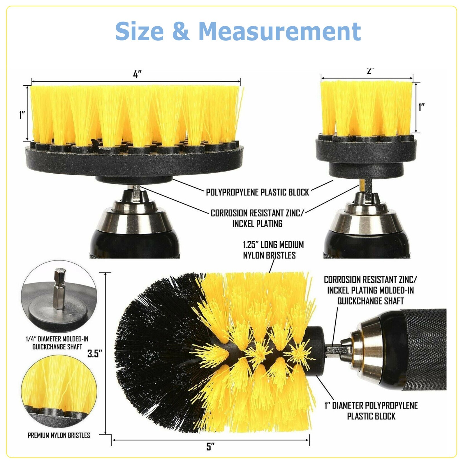 Drill Brush Set Power Scrubber Drill Attachments For Carpet Tile Grout Cleaning