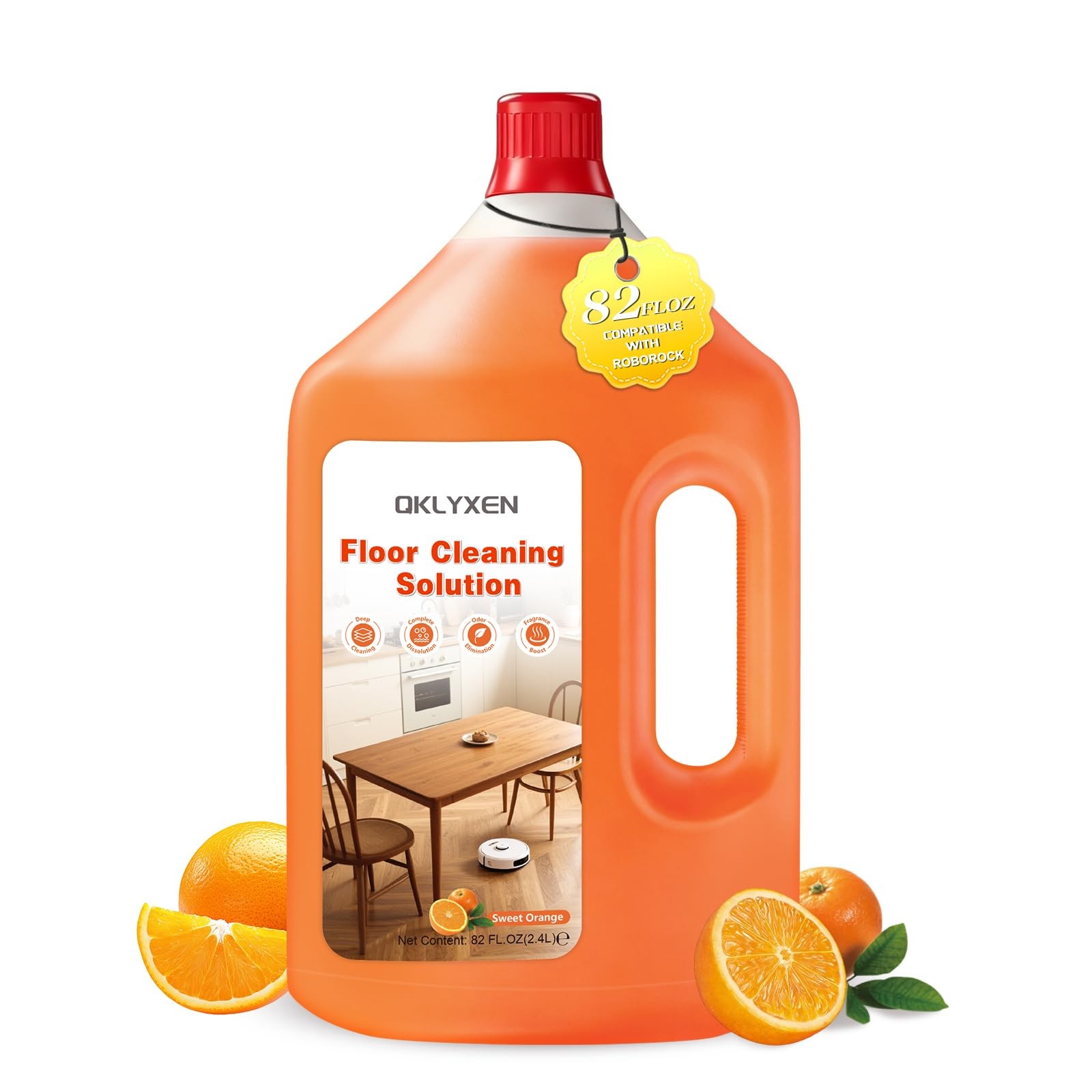 Floor Cleaning Solution Compatible with Roborock – 82 fl oz Orange Floor Clea…