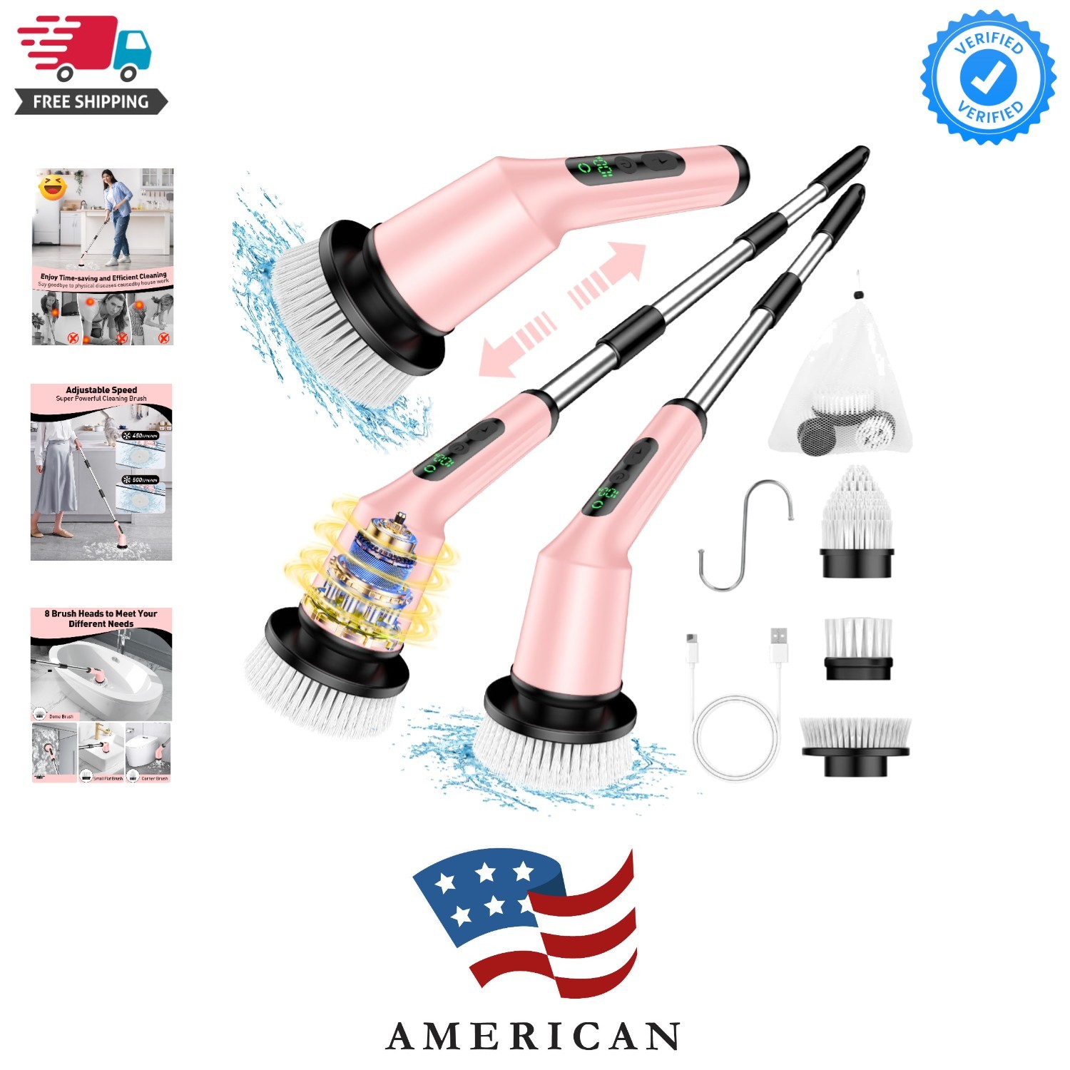 Electric Spin Scrubber for Cleaning Bathroom, Shower Scrubber Cordless Cleani…