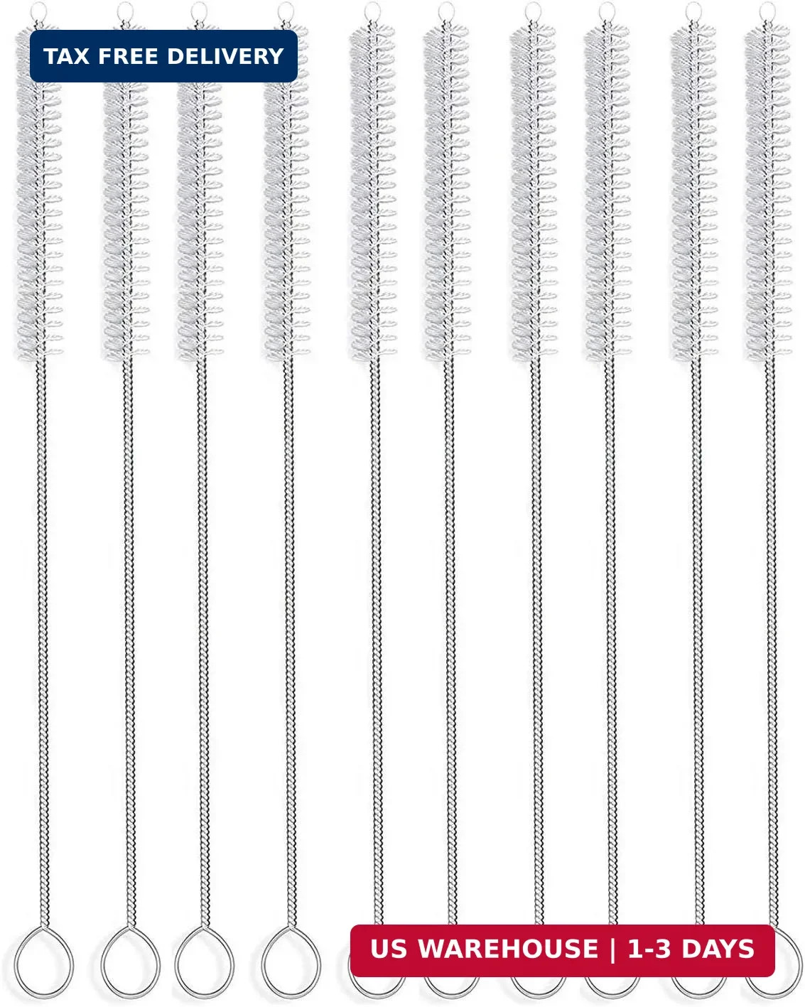 12 Inch Extra Long Straw Brush Cleaner (10 Pack), Flexible Nylon Tube Cleaning B