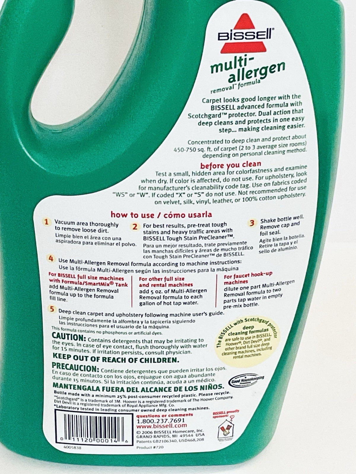 BISSELL MULTI-ALLERGEN REMOVAL FORMULA FOR CARPET & UPHOLSTERY 48 FL OZ