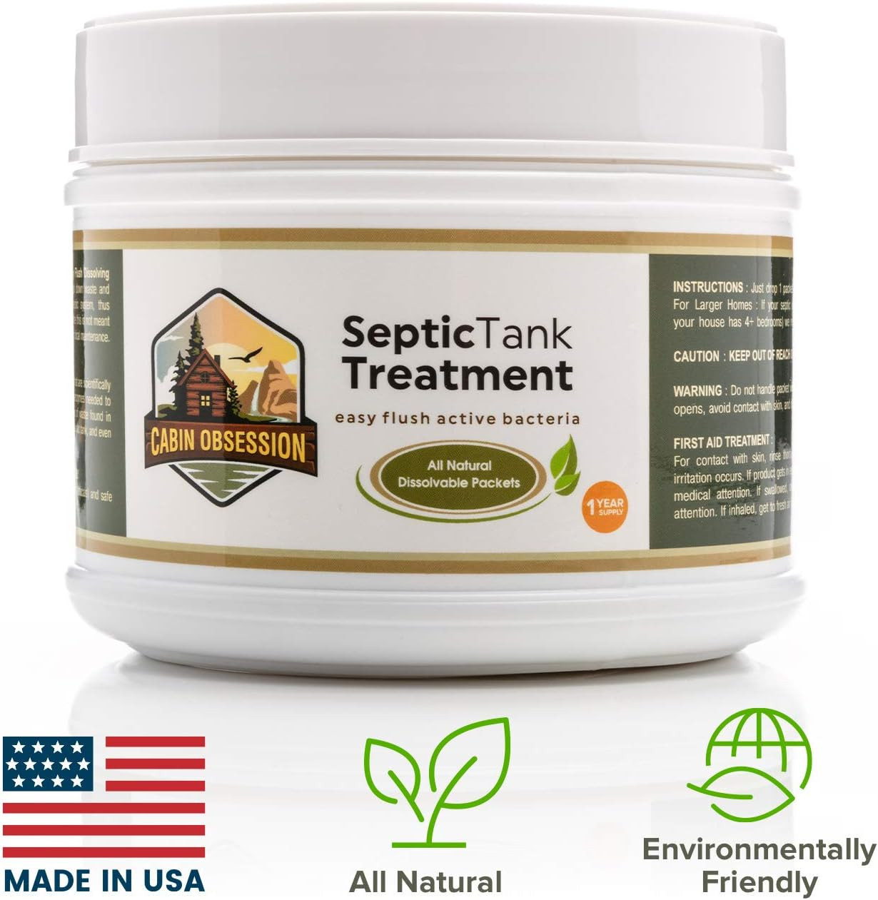 Flushable Septic Treatment Packets Monthly Maintenance Natural Bacteria 12 Count