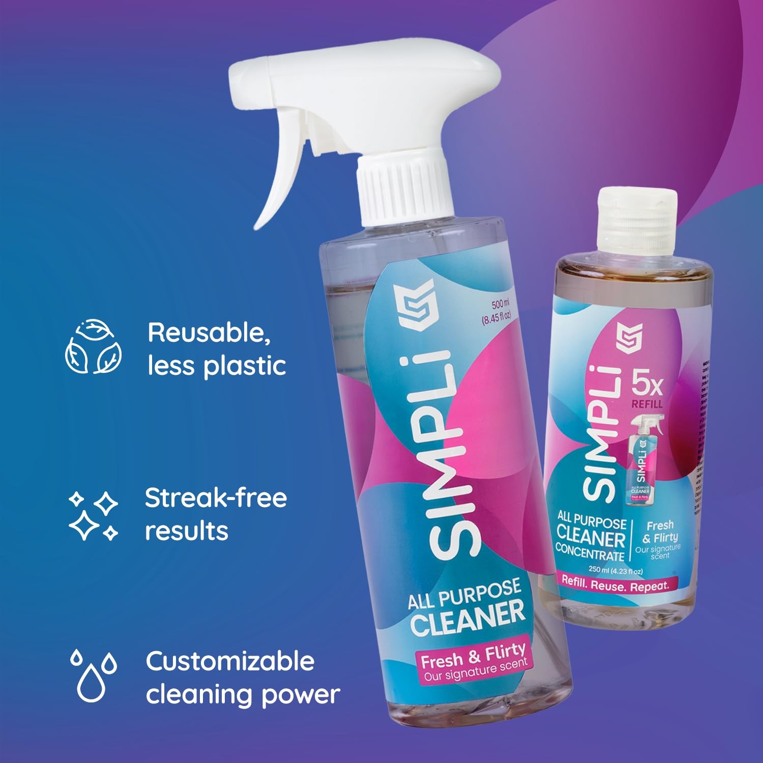 SIMPLi All Purpose Cleaner Starter Kit – Multipurpose Cleaner Concentrate Ref…