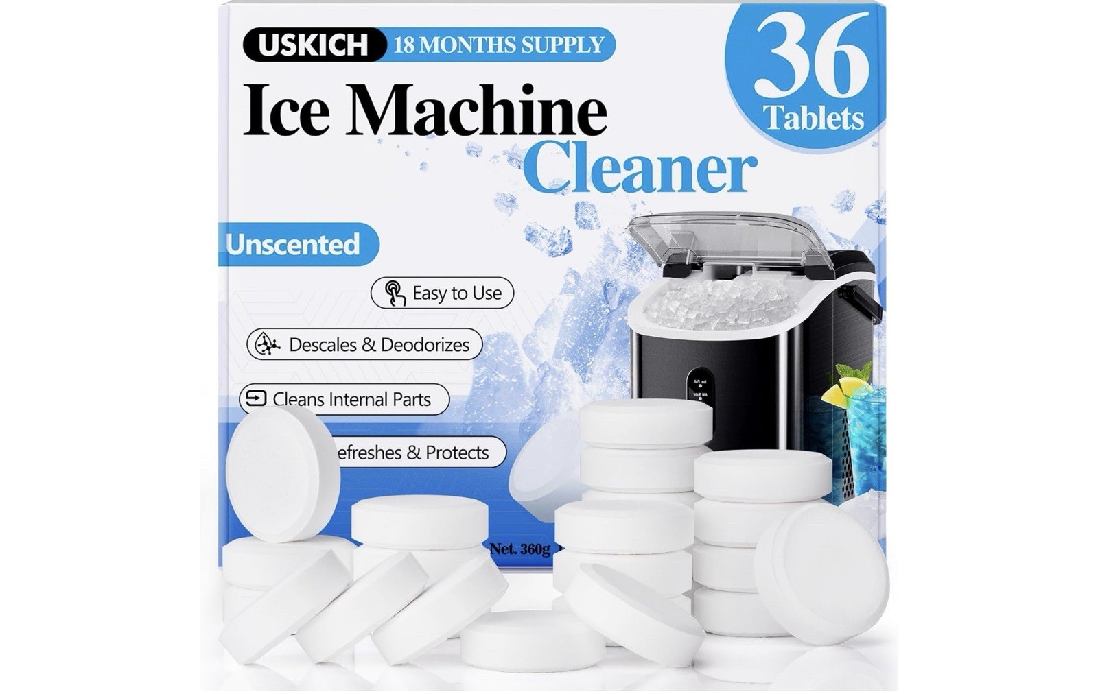 Ice Machine Cleaner Descaler Gentle Household Cleaning Descaling Sheet (36 Pack)