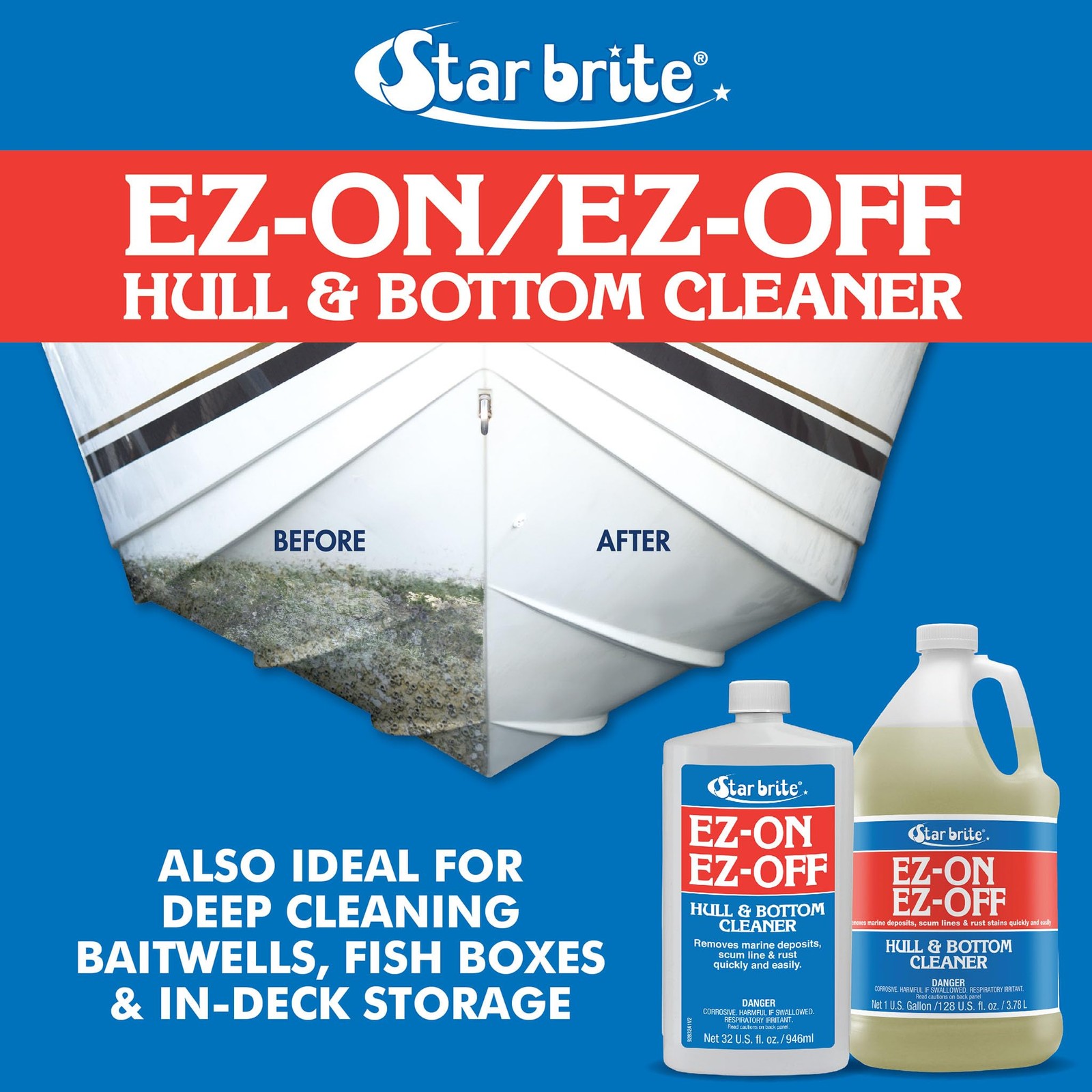STAR BRITE EZ-ON EZ-Off Boat Hull & Bottom 32 Fl Oz (Pack of 1), Clear