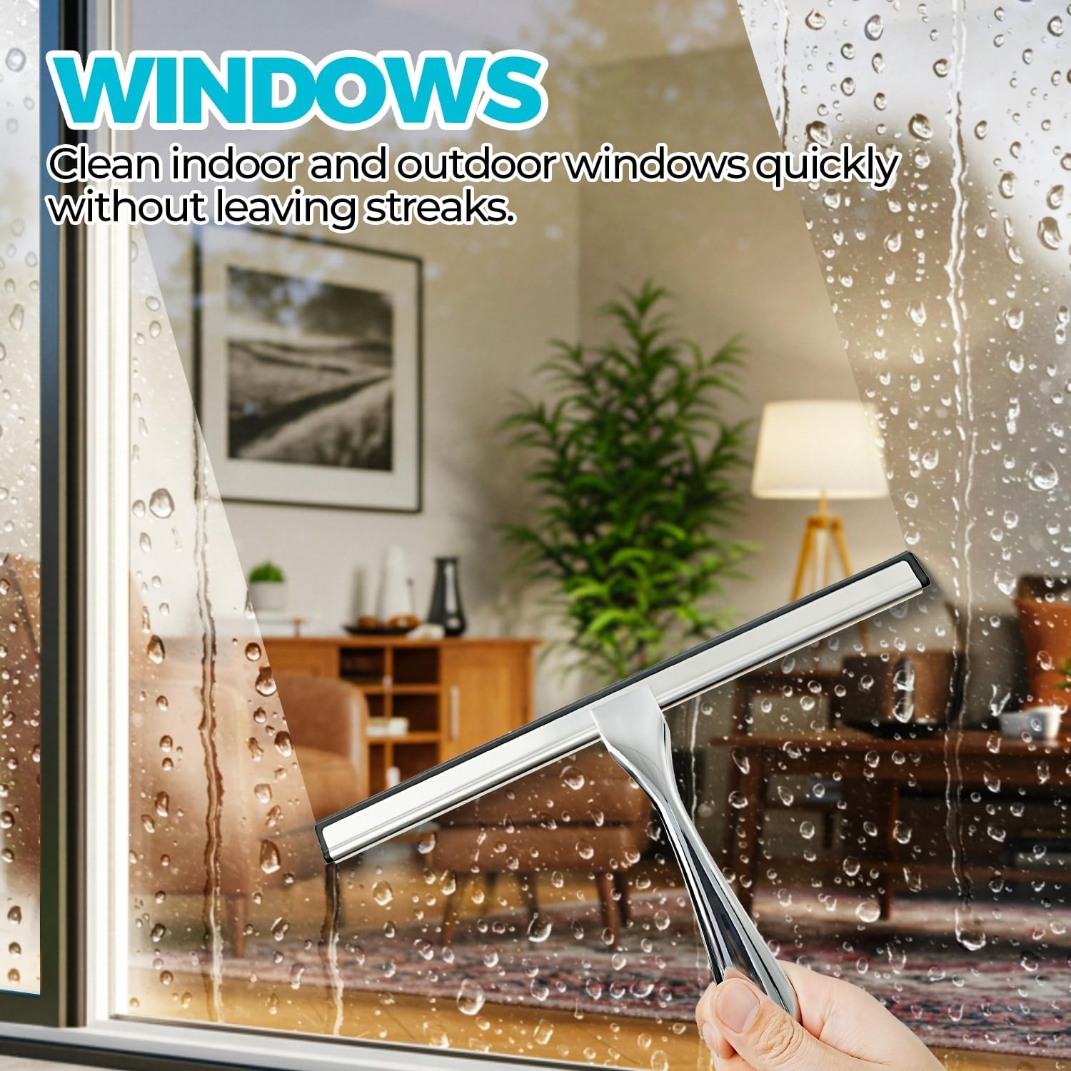 2PACK Shower Squeegee for Glass Doors,Squeegee for Shower Glass,10 Inches,Silver