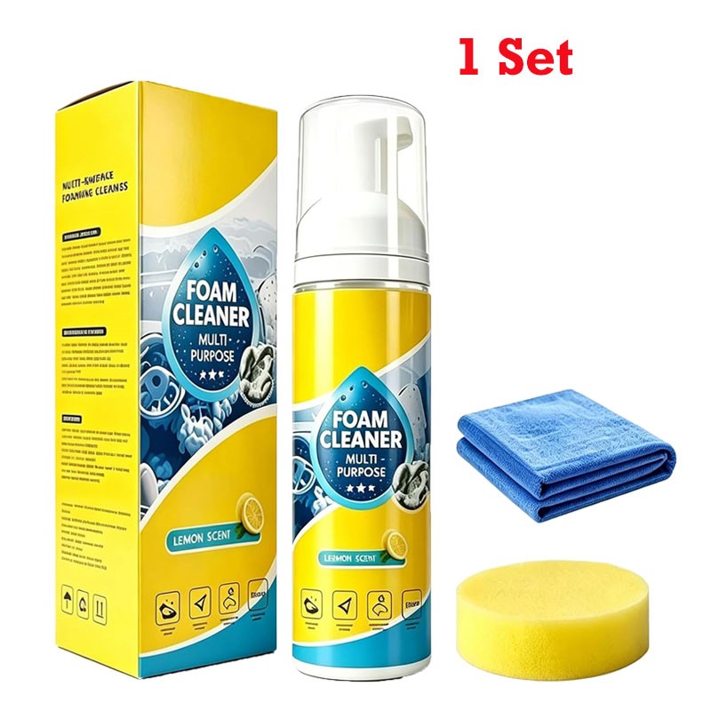 All-Purpose Spray 150ml with Sponge & Towel,4-in-1 Multi-Enzyme Foam Cleaner