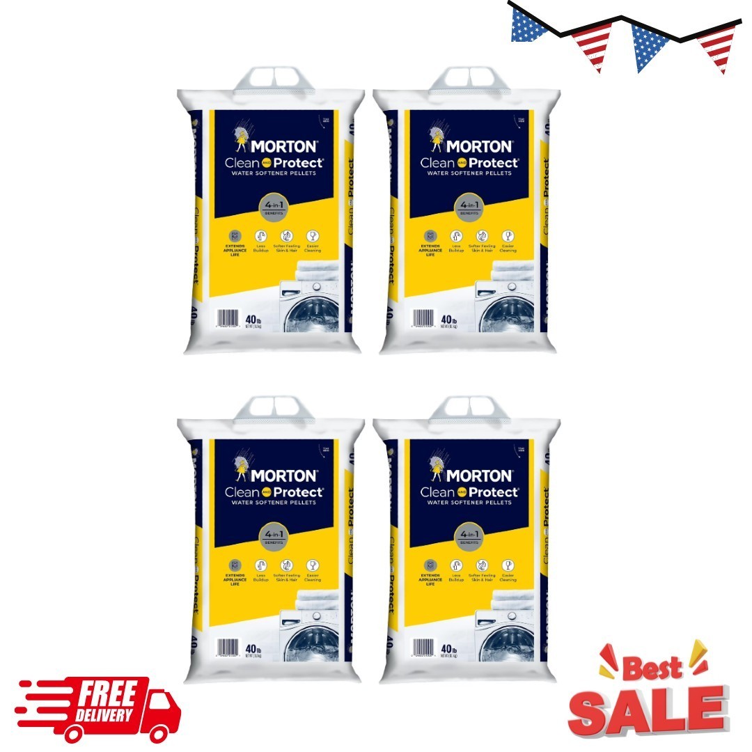 (4 pack) Morton Clean and Protect Water Softener Salt Pellets, 40 lb