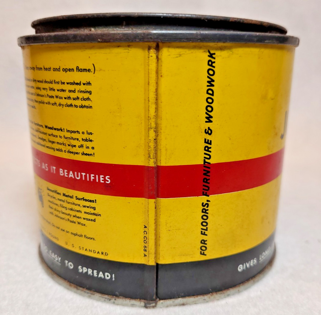 SC Johnson Paste Wax Original Discontinued Formula 1lb Can 90%+ Full, 19+oz