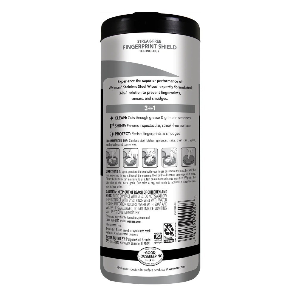 Stainless Steel Cleaning Wipes for Appliances Streak Free Shine 30 Count 2 Pack