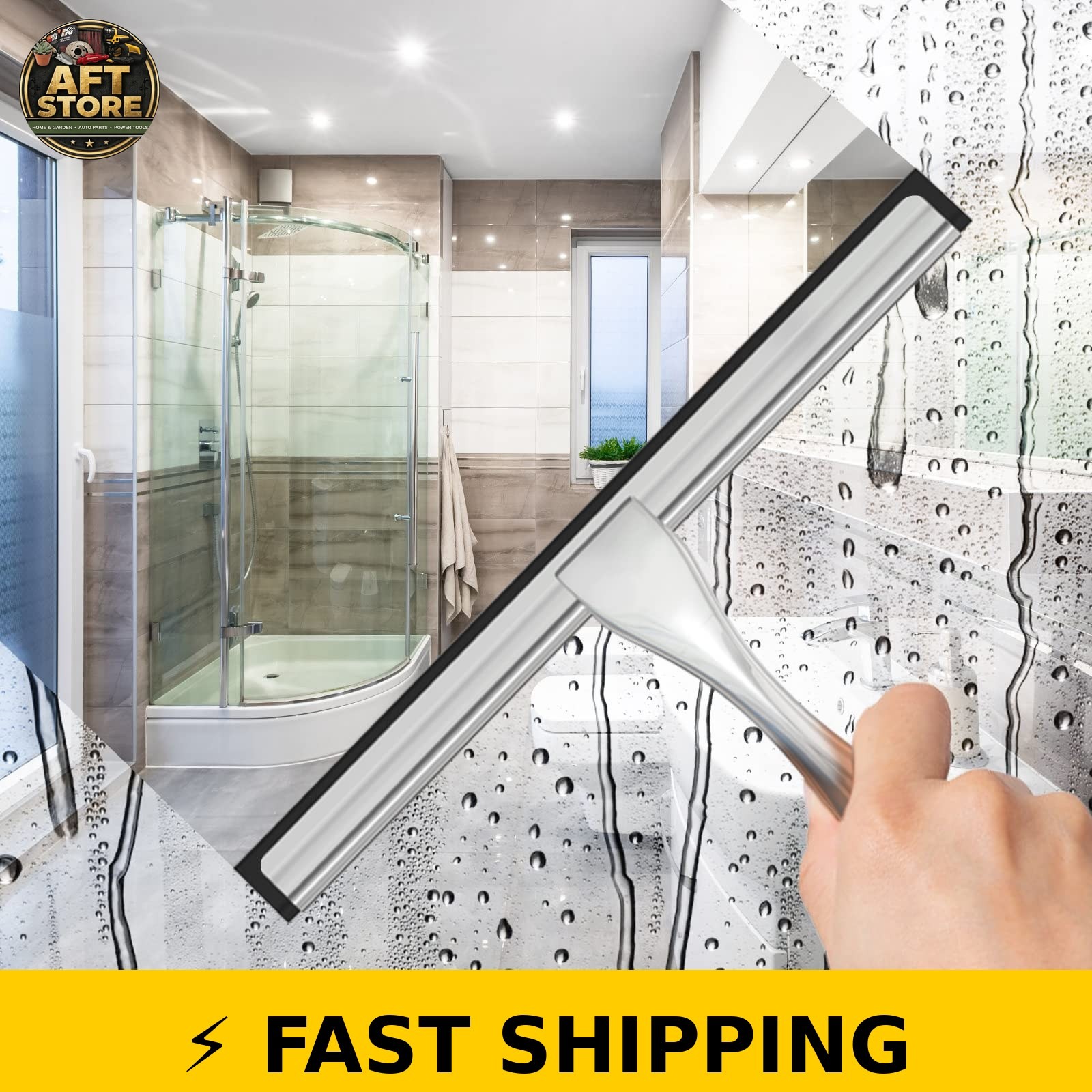 Docrok Stainless Steel Shower Squeegee – 10 Inch Silver