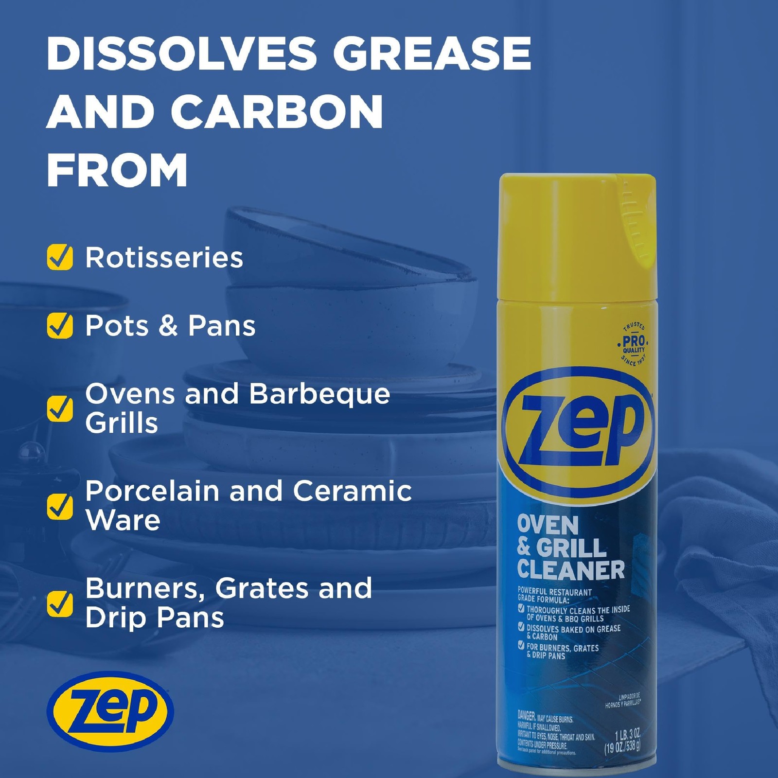 Zep Heavy-Duty Oven and Grill Cleaner – 19 oz Case of 2 ZUOVGR19 – Dissolves …