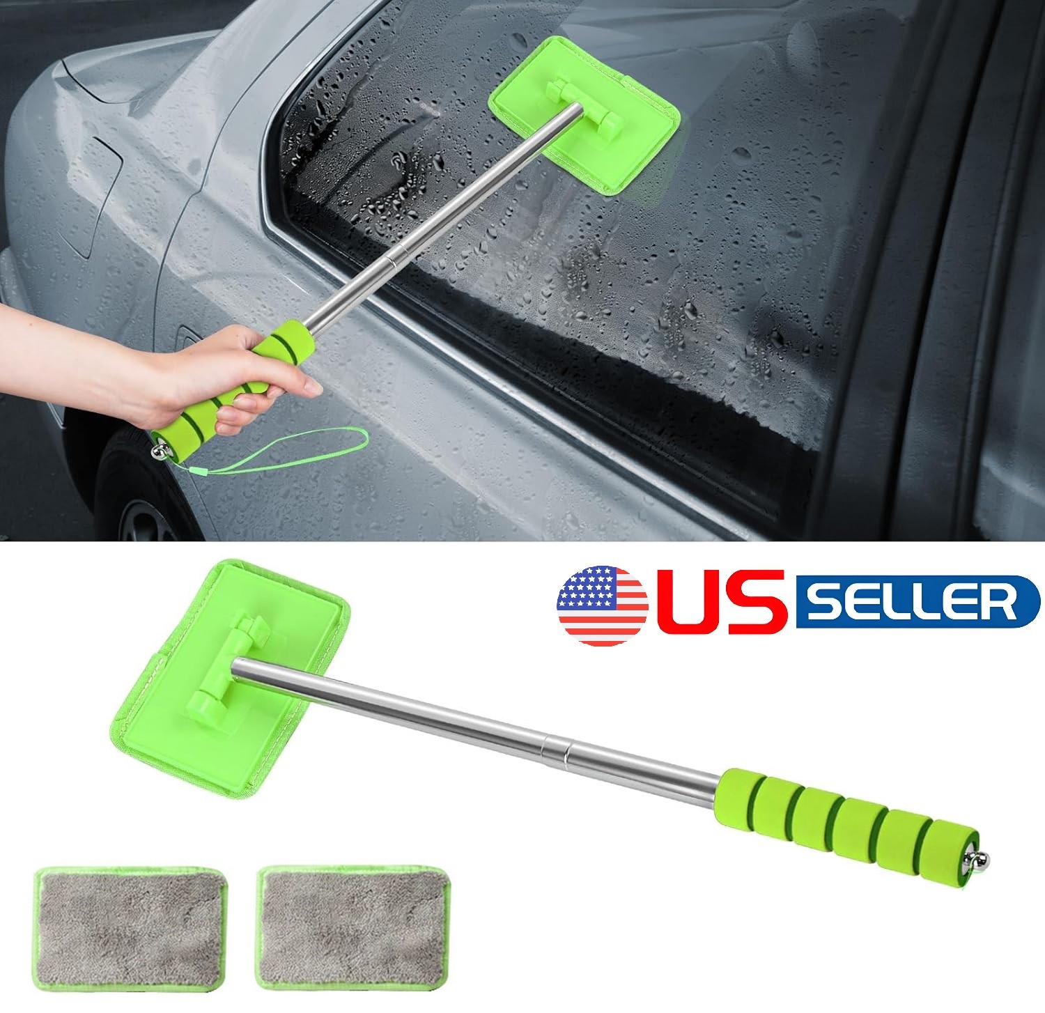 Extendable Windshield Cleaning Tool Kit Car Window Glass Wiper Cleaner Brush Pad