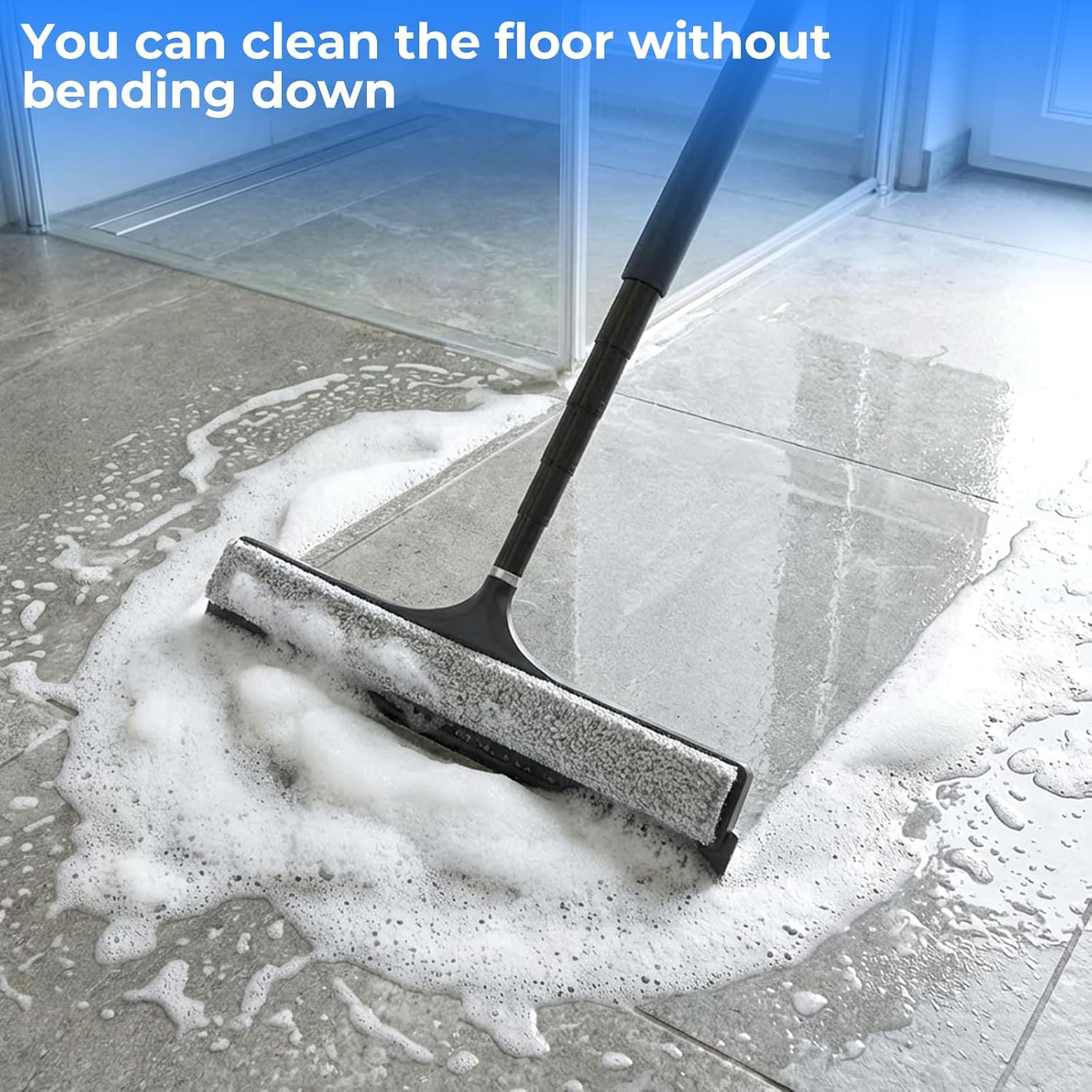 Shower Squeegee with Long Handle, Telescoping Window and Floor Extendable Squeeg