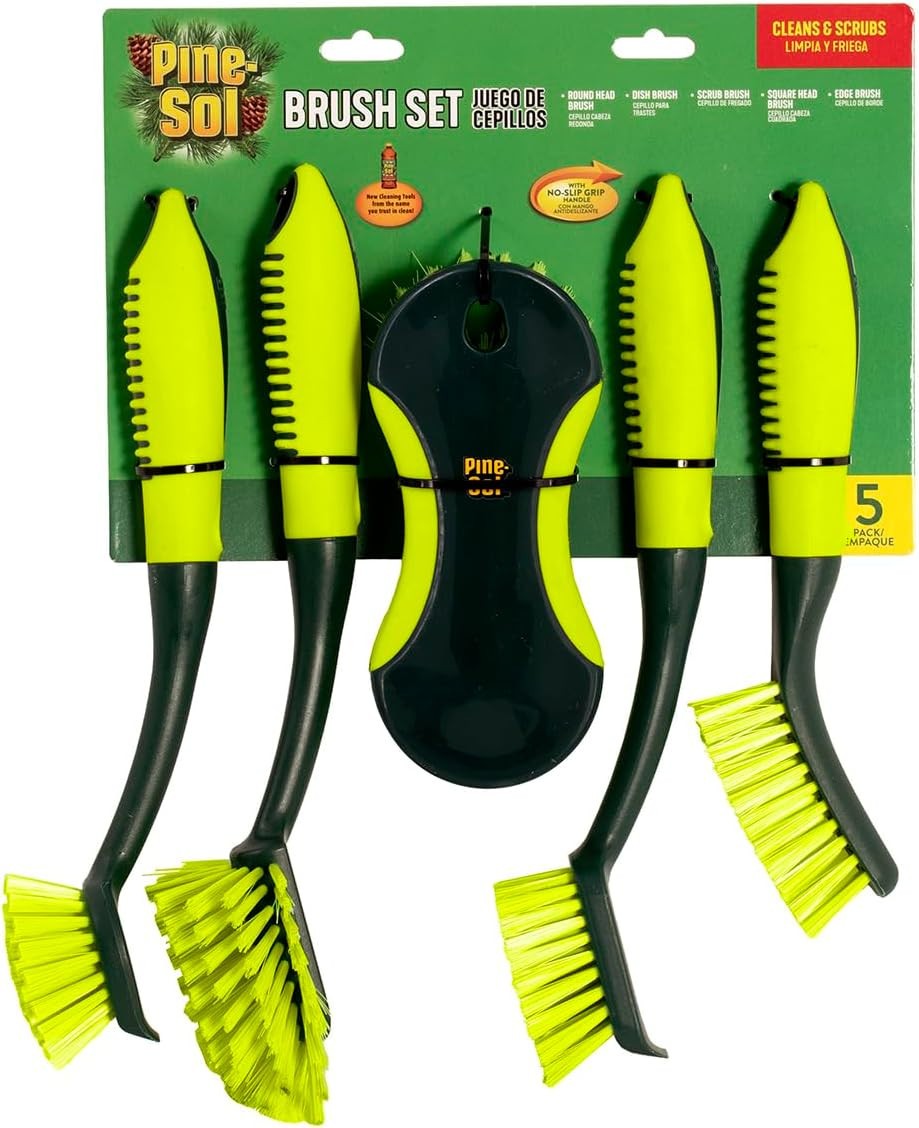 5Pcs Scrub Brush Set Long Handle Cleaning Brushes with Bristles and Comfort Grip